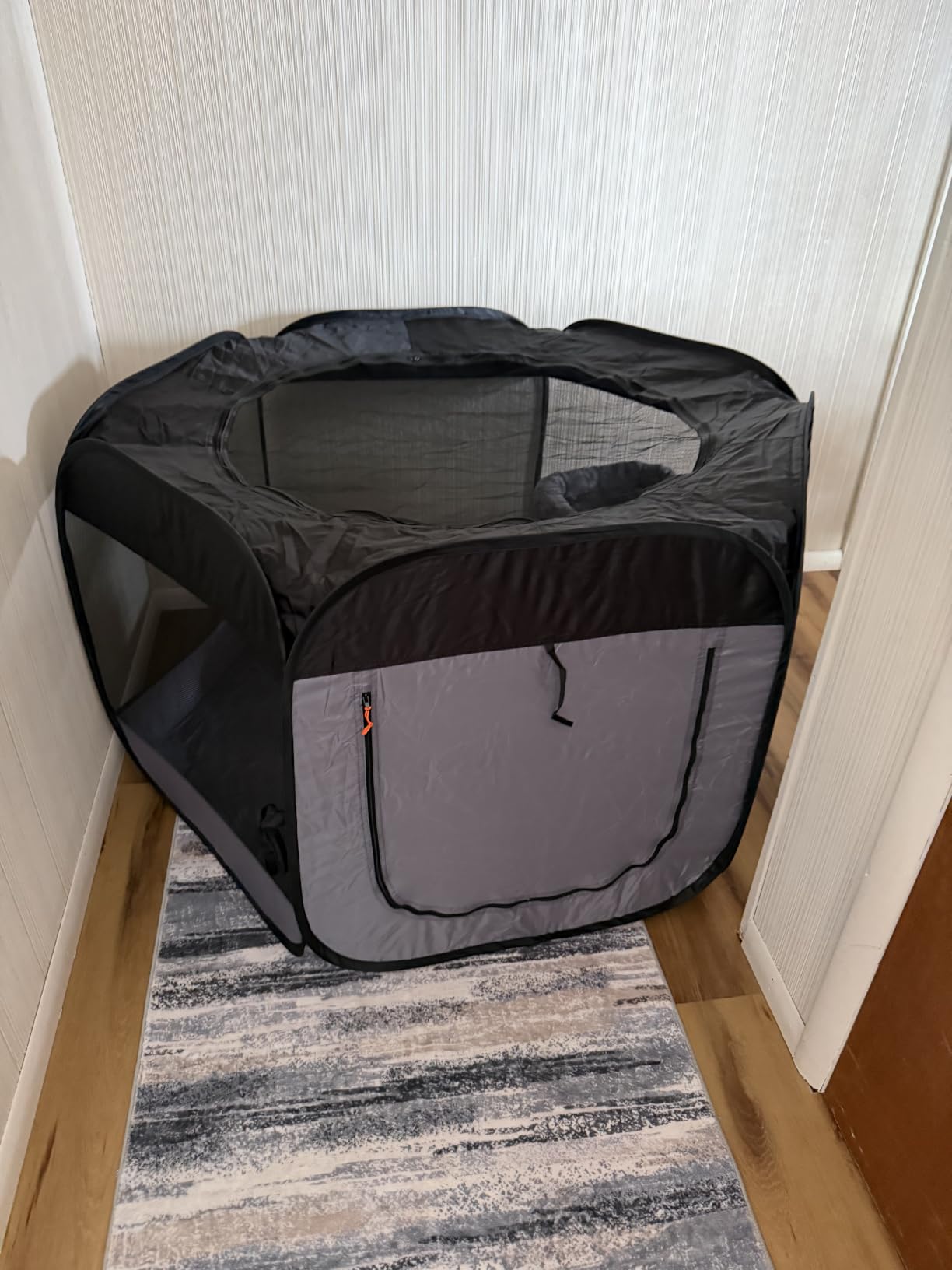 Soft-Sided Dog & Cat Playpen, Portable Foldable Indoor & Outdoor Pet Playpen with Mesh Windows & Zippered Door, Gray, Extra Large customer photo 2