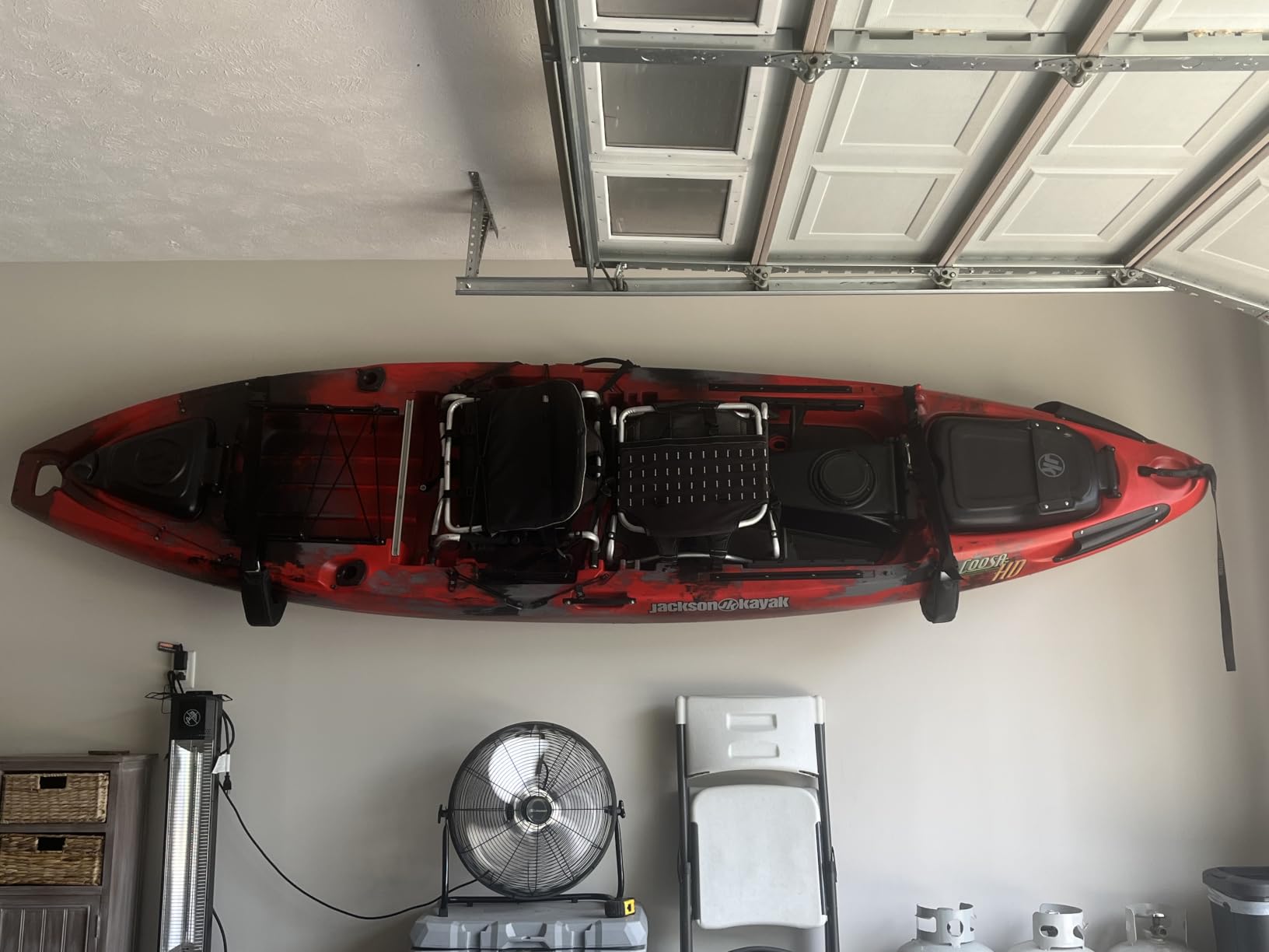Best Marine and Outdoors Kayak Wall Rack, Heavy Duty 125 lb Capacity, Wall Mount Kayak Storage Rack for Garage, Kayaks, SUP & Paddle Board, Indoor/Outdoor Steel Hangers with Foam Padding customer photo 1