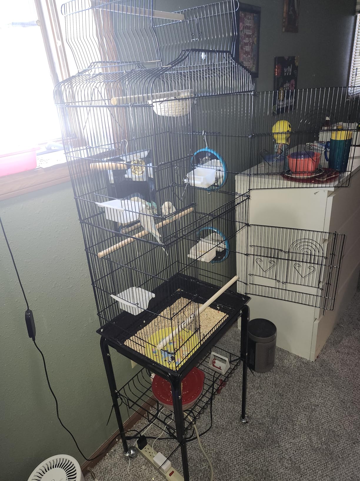 Yaheetech 64'' Bird Cage, Open Top Parakeet Cage w/Slide-Out Tray, Feeders, Detachable Rolling Stand, Bird Cages for Parrot, Cockatiel, Budgie, Parakeets, Lovebird, Small Medium Birds customer photo 2