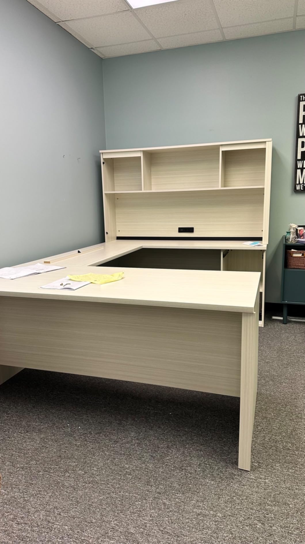Bestar U or L Shaped Desk with Drawers and Hutch, Executive Workstation for Home or Professional Office, 66 Inches, Logan Collection, Bark Grey customer photo 2