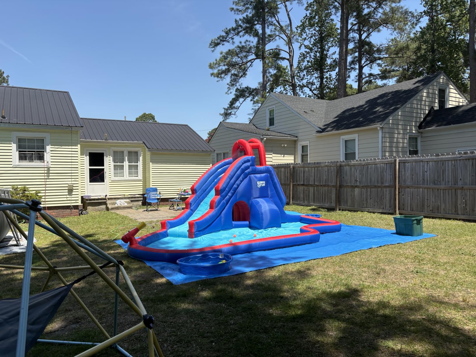 Sunny & Fun Deluxe Inflatable Water Slide Park & Splash Pool with Tunnel - Heavy-Duty for Outdoor Fun - Climbing Wall - Easy to Set Up & Inflate with Included Air Pump & Carrying Case customer photo 2