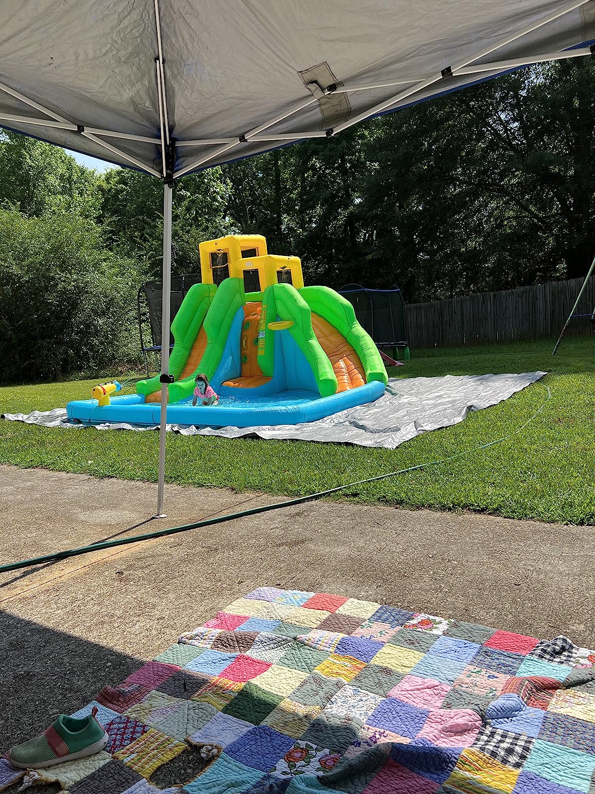 BOUNTECH Inflatable Water Slide, Dual Slides Giant Water Park Jump Castle 6 in 1 with Blower for Outdoor Racing Fun, Climbing Wall, Blow up Water Slides Inflatables for Big Kids 3-10 Outdoor Indoor customer photo 2