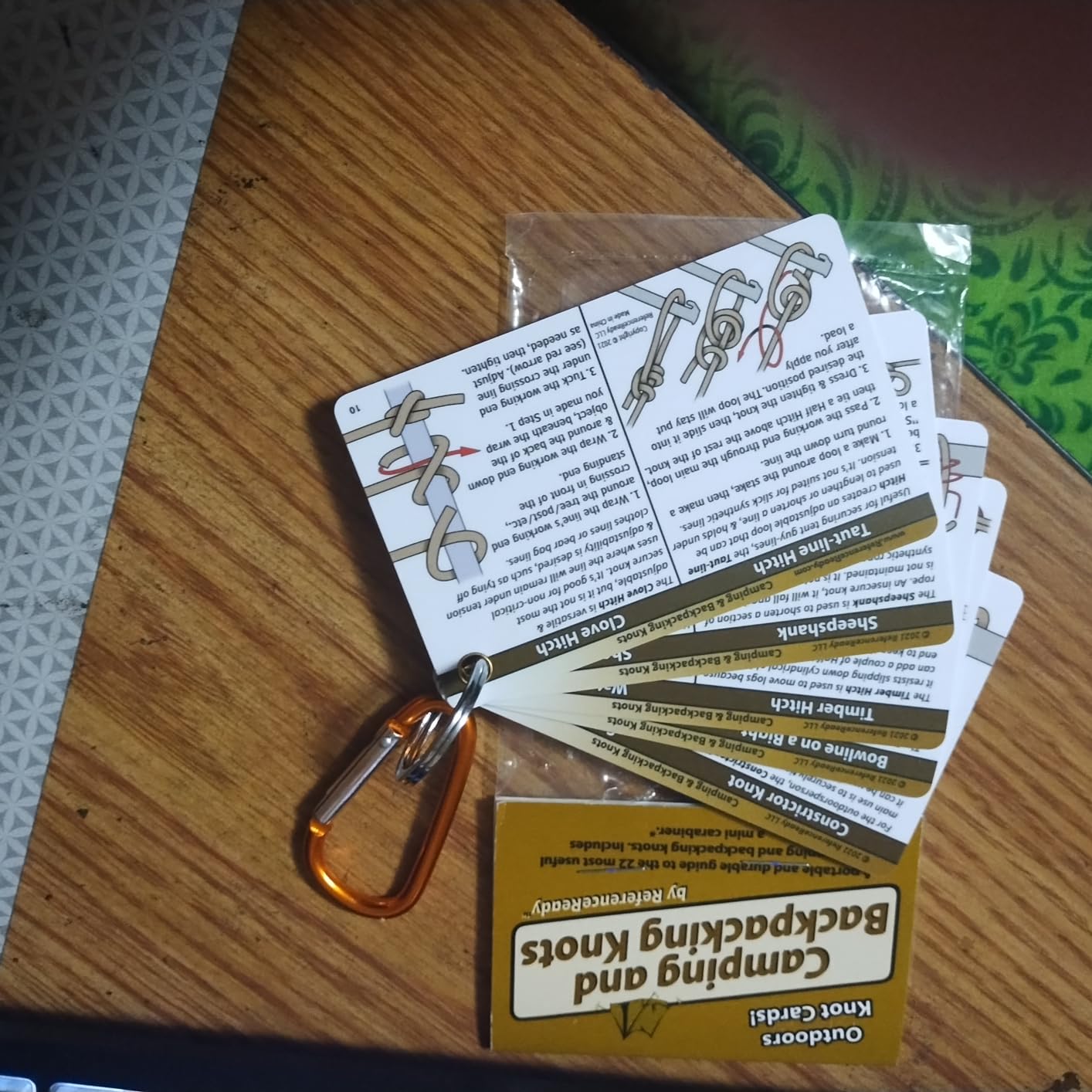 ReferenceReady Outdoor Knots Pocket Guide - Waterproof Knot Tying Cards with Mini Carabiner, 22 Rope Knots for Camping, Backpacking, Scouting and Wilderness Survival customer photo 1