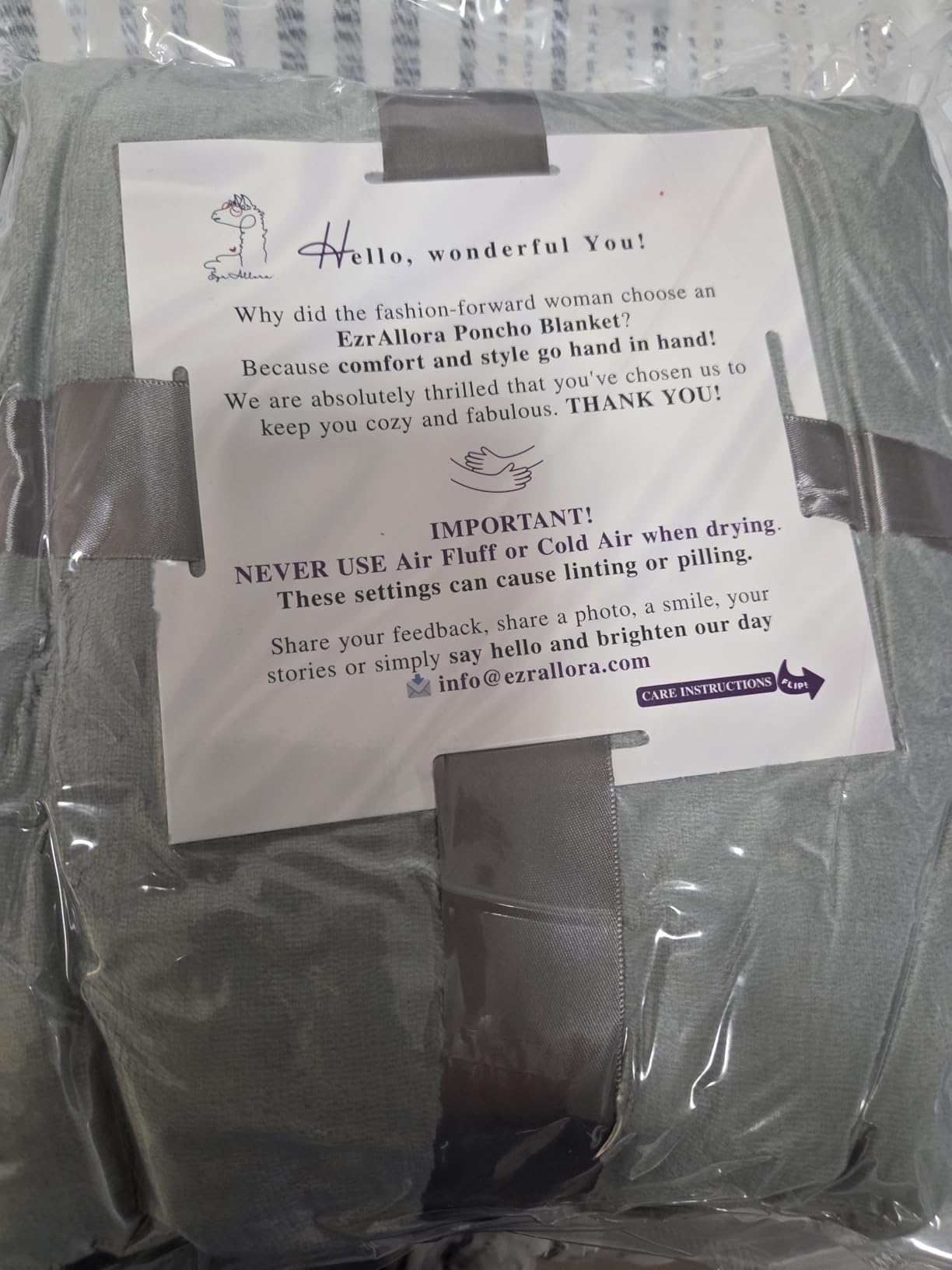 EzrAllora Premium Double Layer Poncho Blanket - No Sleeves Easy On Easy Off- Drape and Go- 2 pockets - Gifts for Grandma customer photo 2