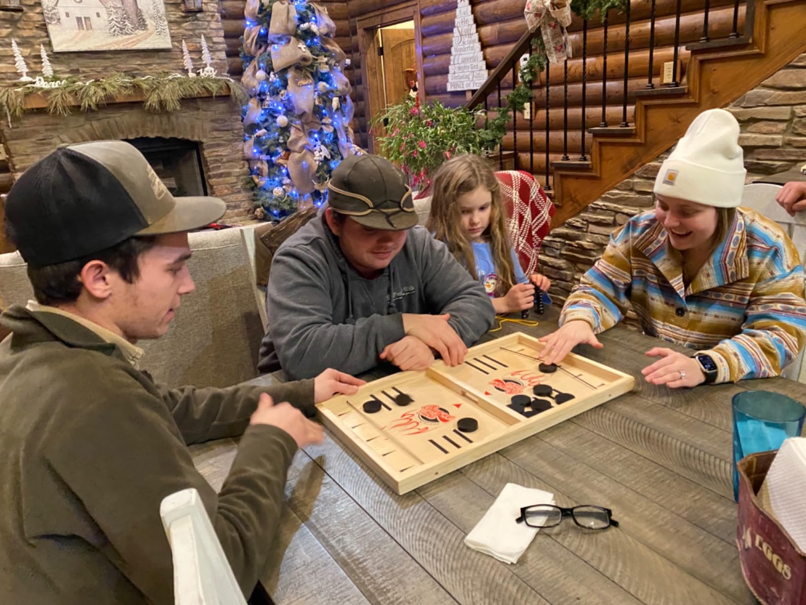 Fast Sling Puck Game - Test Your Speed and Accuracy with This Fast-Paced Wooden Air Hockey Board Game customer photo 2