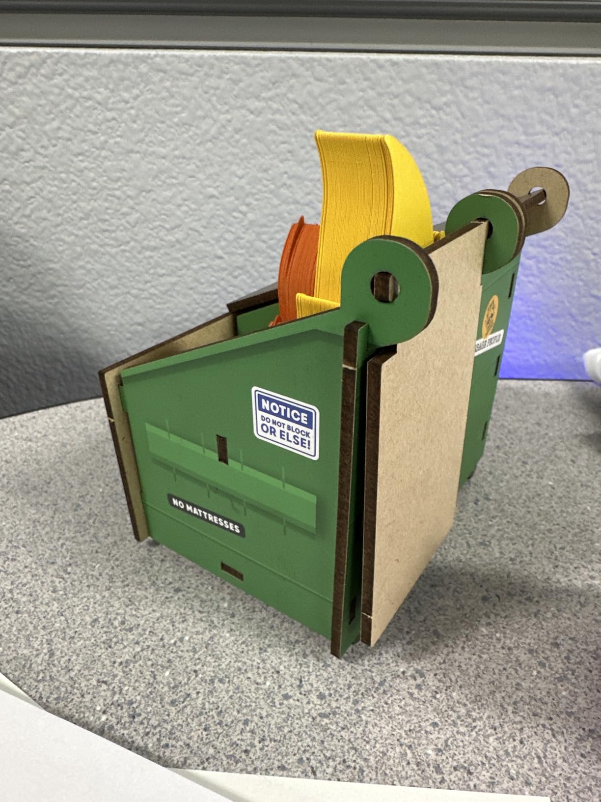 Genuine Fred Desk Dumpster Pencil Holder with 100+ Flame Note Cards, Funny 3-Compartment Organizer for Office Supplies, Desk Caddy for Work or Home customer photo 2