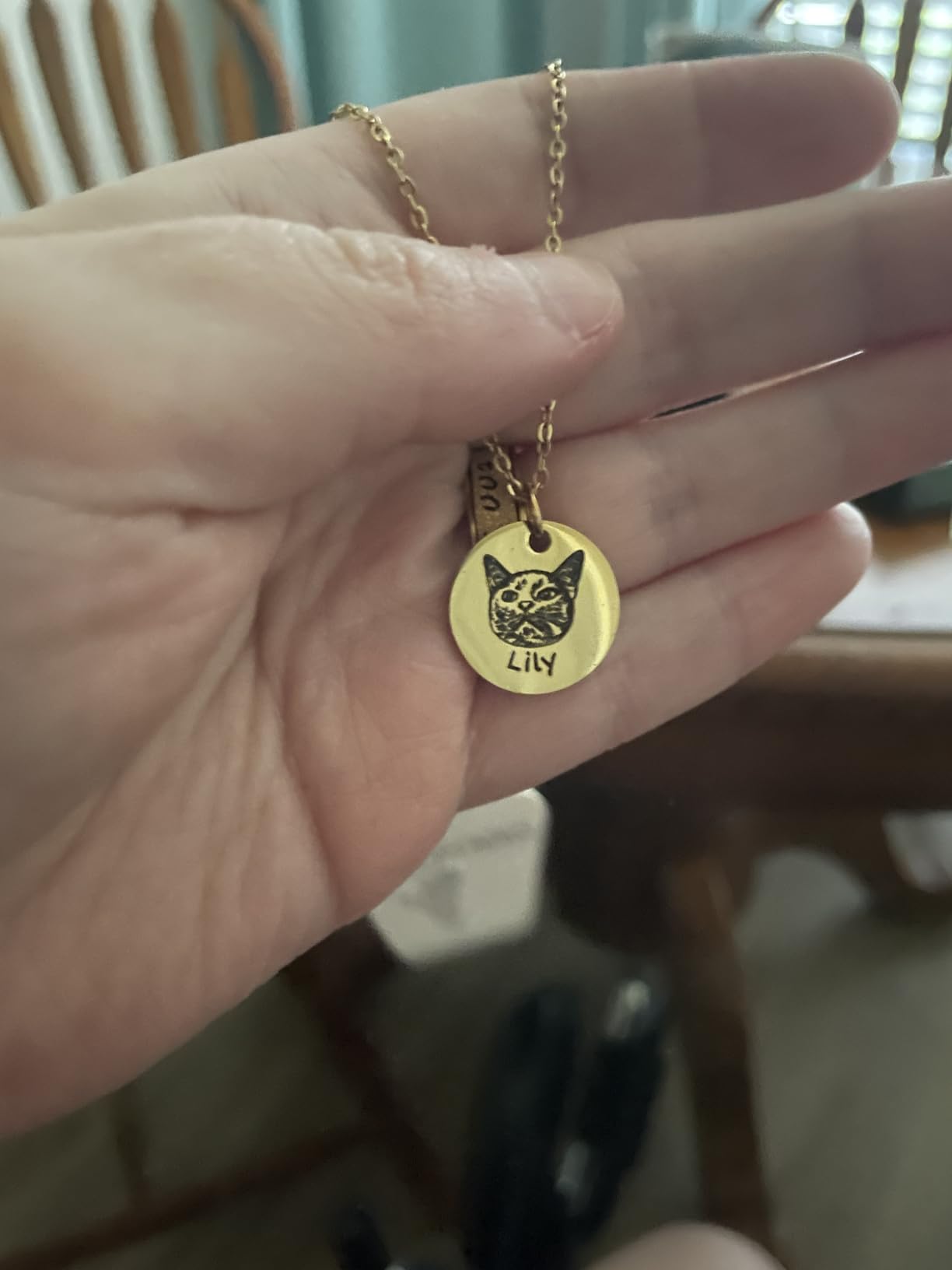 Anavia Personalized Pet Portrait Necklace, Handmade Memorial Jewelry Gift, Custom Round Disc Photo Engraved Necklace for Animal Lovers, Dog Mom, Dog Dad customer photo 1