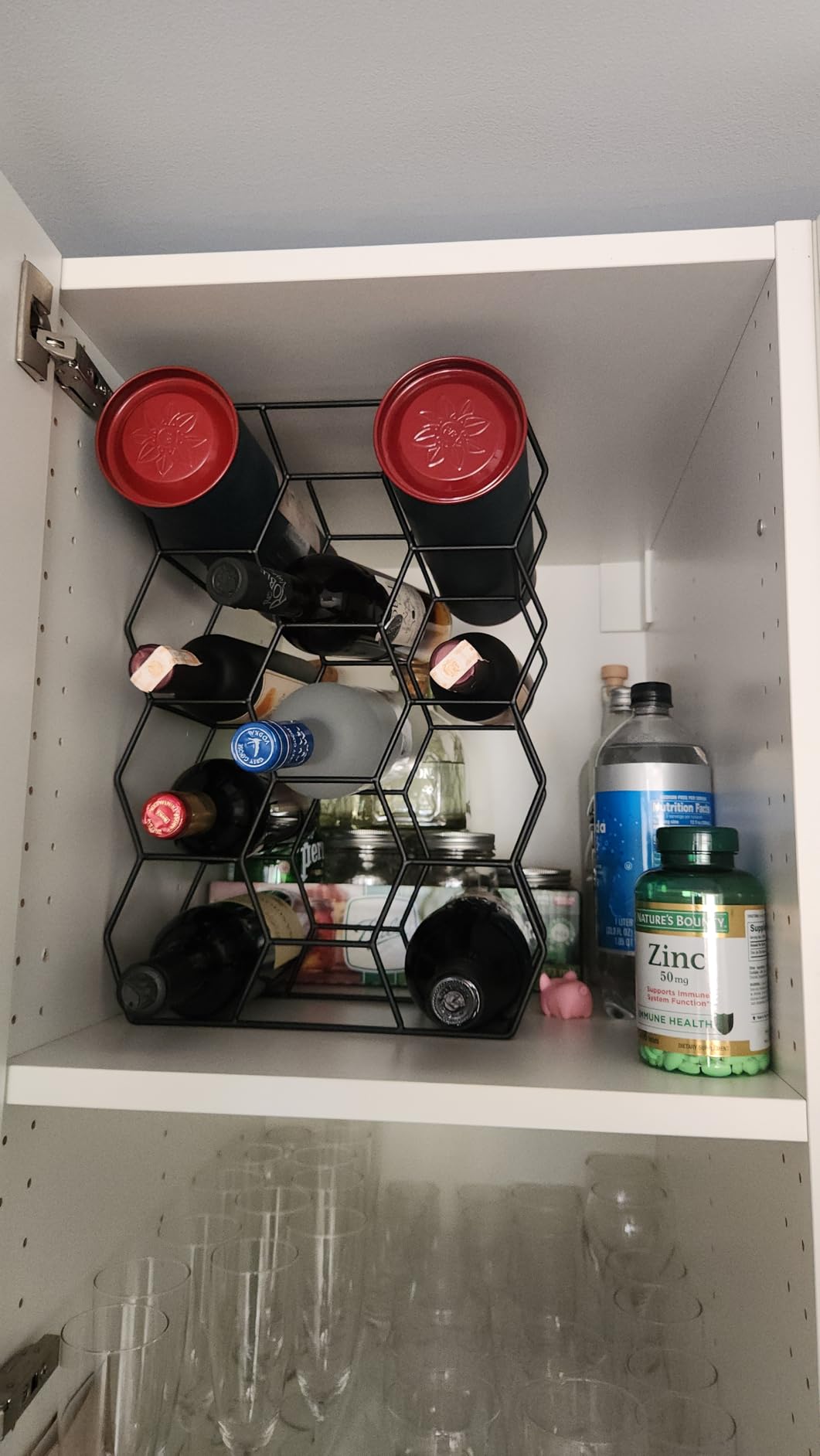 Gusto Nostro Countertop Wine Rack - 14 Bottle Freestanding Modern Black Metal Small - 3 Tier Tabletop Wine Holder Stand for Cabinet, Pantry - Wine Racks Countertop - No Assembly Required customer photo 1