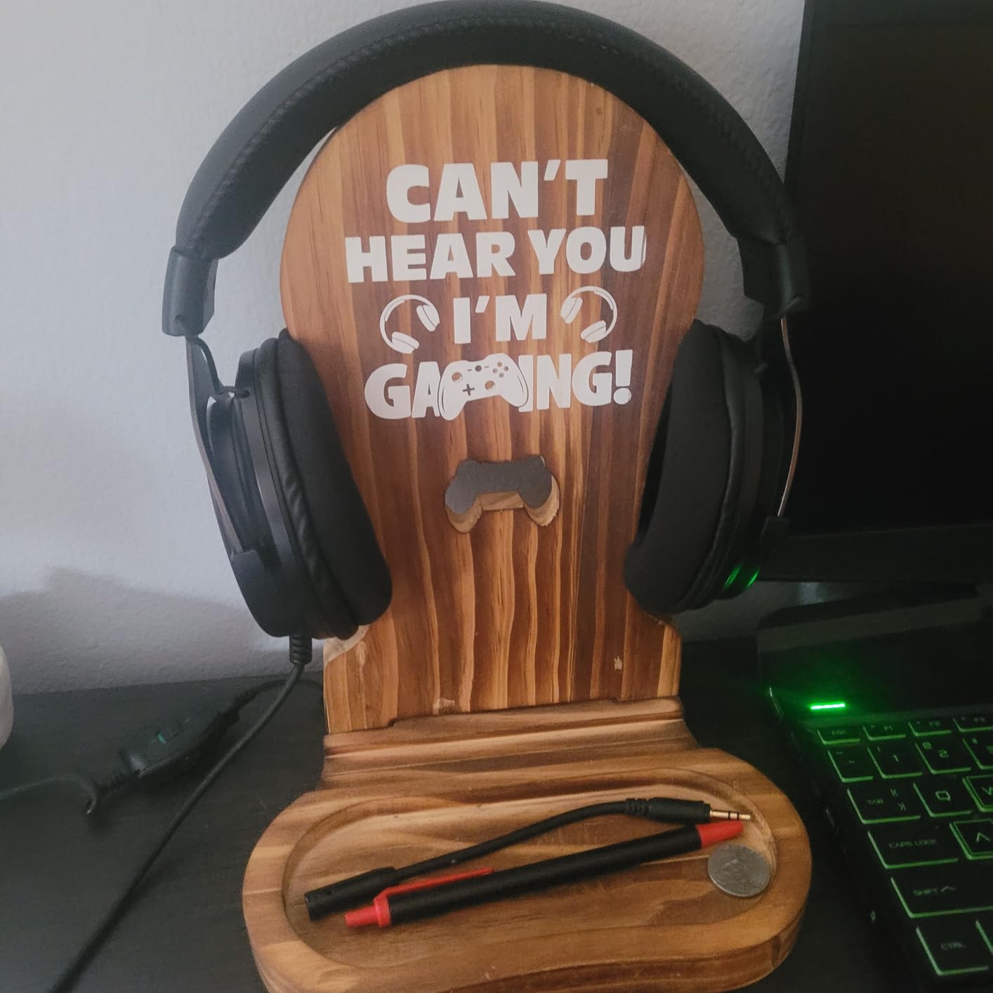 Slothoem - Gamer Gifts for Teenage Boy, Son, Boyfriend, Husband, Gamer Room Decor for Man, Teen Boy Gaming Accessories, Wooden Gaming Headset Stand customer photo 2