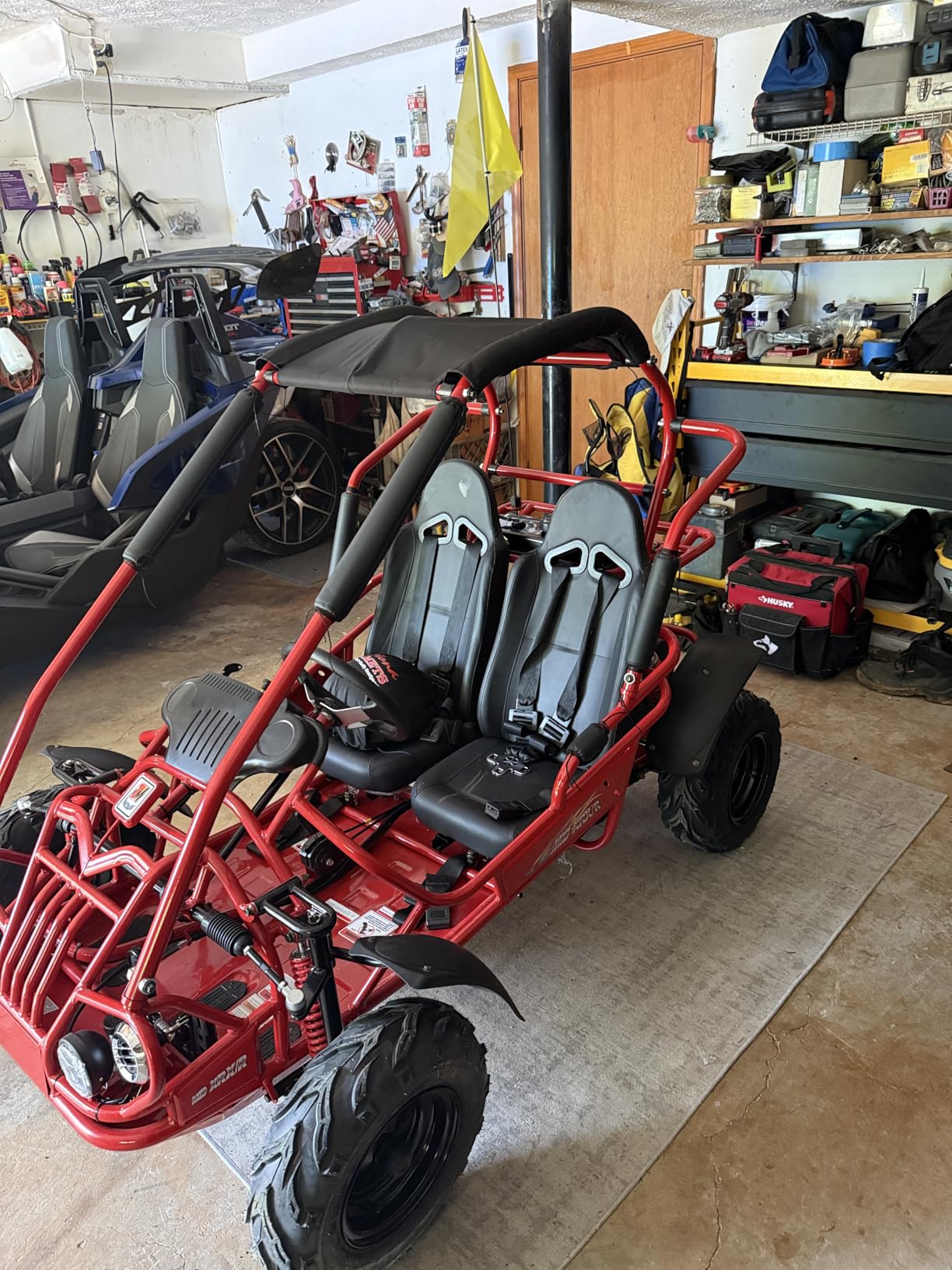 TRAILMASTER Mid XRX/R - Deluxe Go Kart Buggy with Reverse, Full Roll Cage and Safety Harness, Ages 10 and up, 196 CC Electric Start (Red) customer photo 1