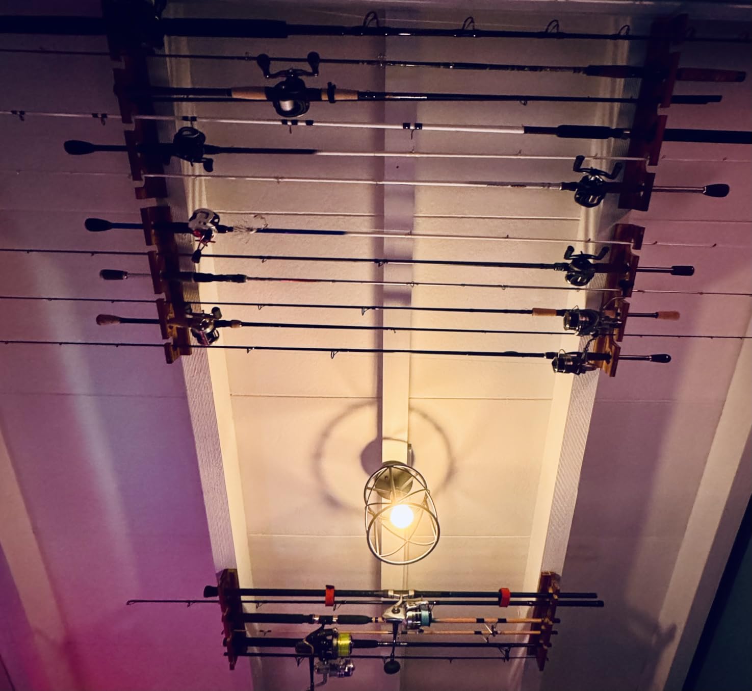 Ghosthorn Holds Up to 12 Rods Fishing Pole Rod Racks Wall or Ceiling Mounted Fishing Pole Rod Holders for Garage Storage Organizer Fishing Gear Equipment for Men Women customer photo 2