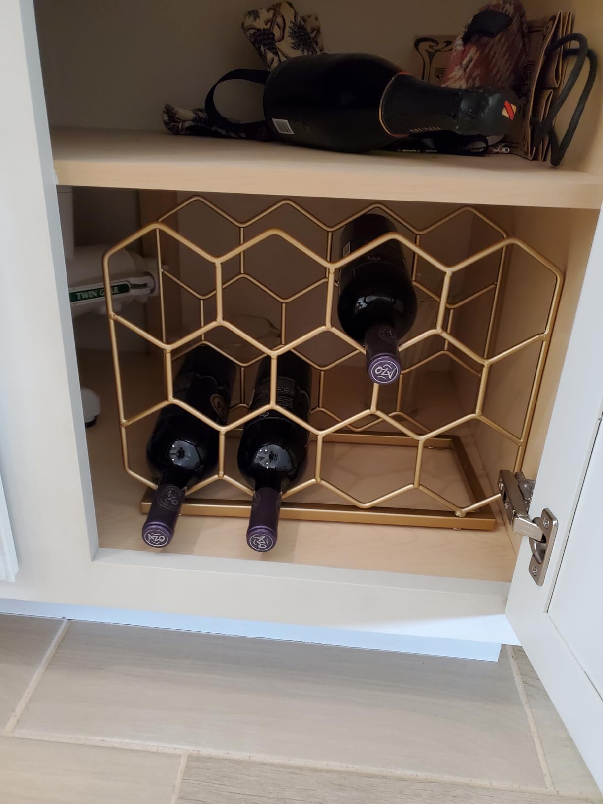 14 Bottle Countertop Wine Rack - Freestanding Modern Gold Metal Wine Rack - Tabletop Wine Holder Stand for Cabinet, Pantry, Wine Bottle Storage customer photo 1
