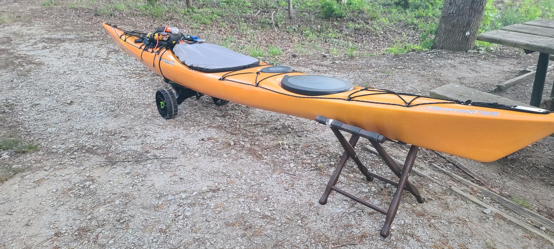 Ulticor Kayak Cart, Puncture-Free Wheels Assembles and Disassembles Within Seconds - Easy to Store - No Tools Required - All-Terrain Durable Kayak and Canoe Cart with Adjustable Straps (Green - Black) customer photo 1