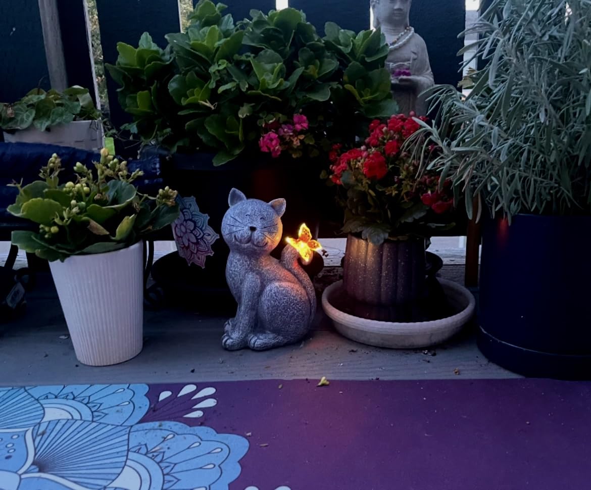 Nacome Cat Outdoor Statues for Garden: Outside Decor with Butterfly Clearance for Yard Art Lawn Ornaments Porch Patio Balcony Home House - Gifts for Mom Grandma Women customer photo 2