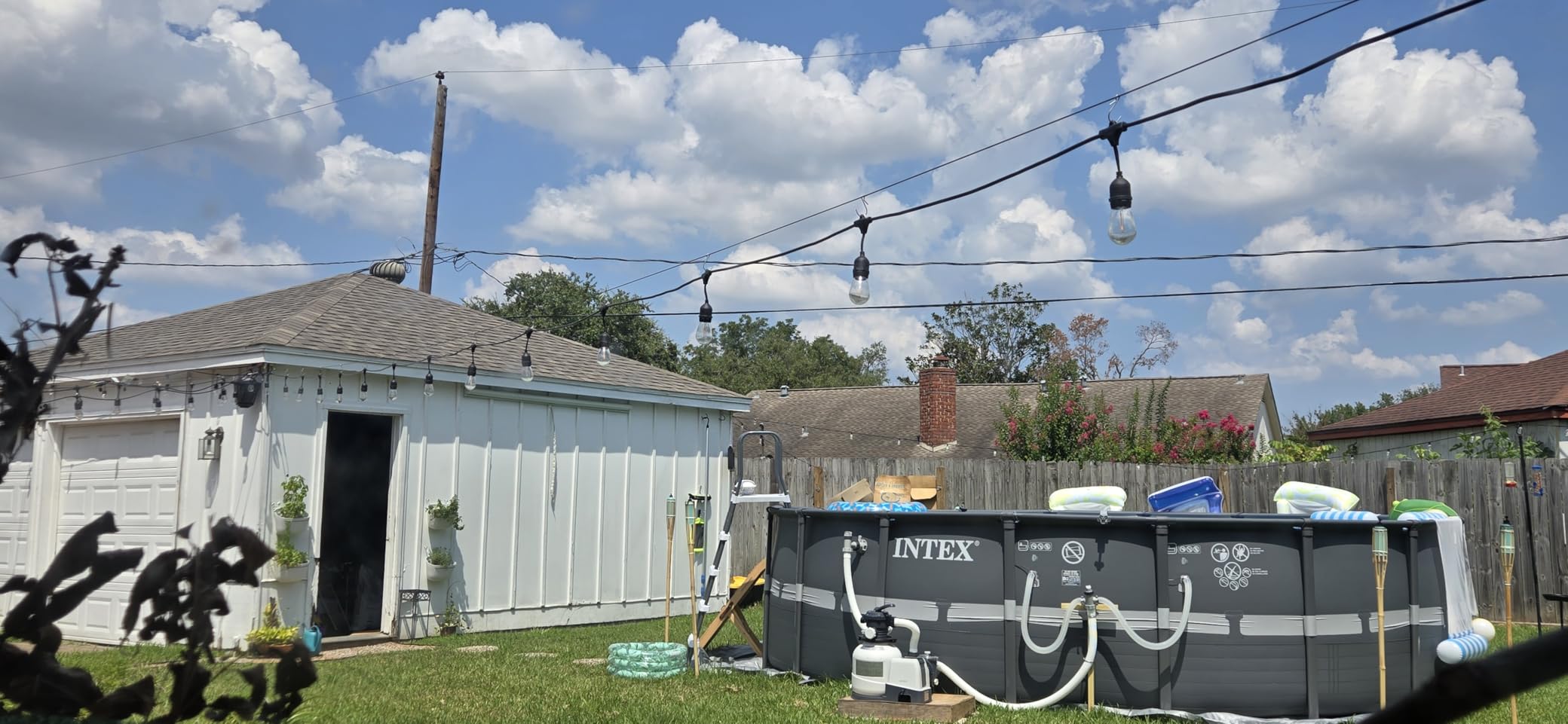 164FT String Light Hanging Kit, Nylon Coated 304 Stainless Steel Guide Wire Rope, Heavy Duty Rustproof Weatherproof Hardware with Turnbuckles & Hooks for Outdoor Lights and Shade Sail customer photo 1