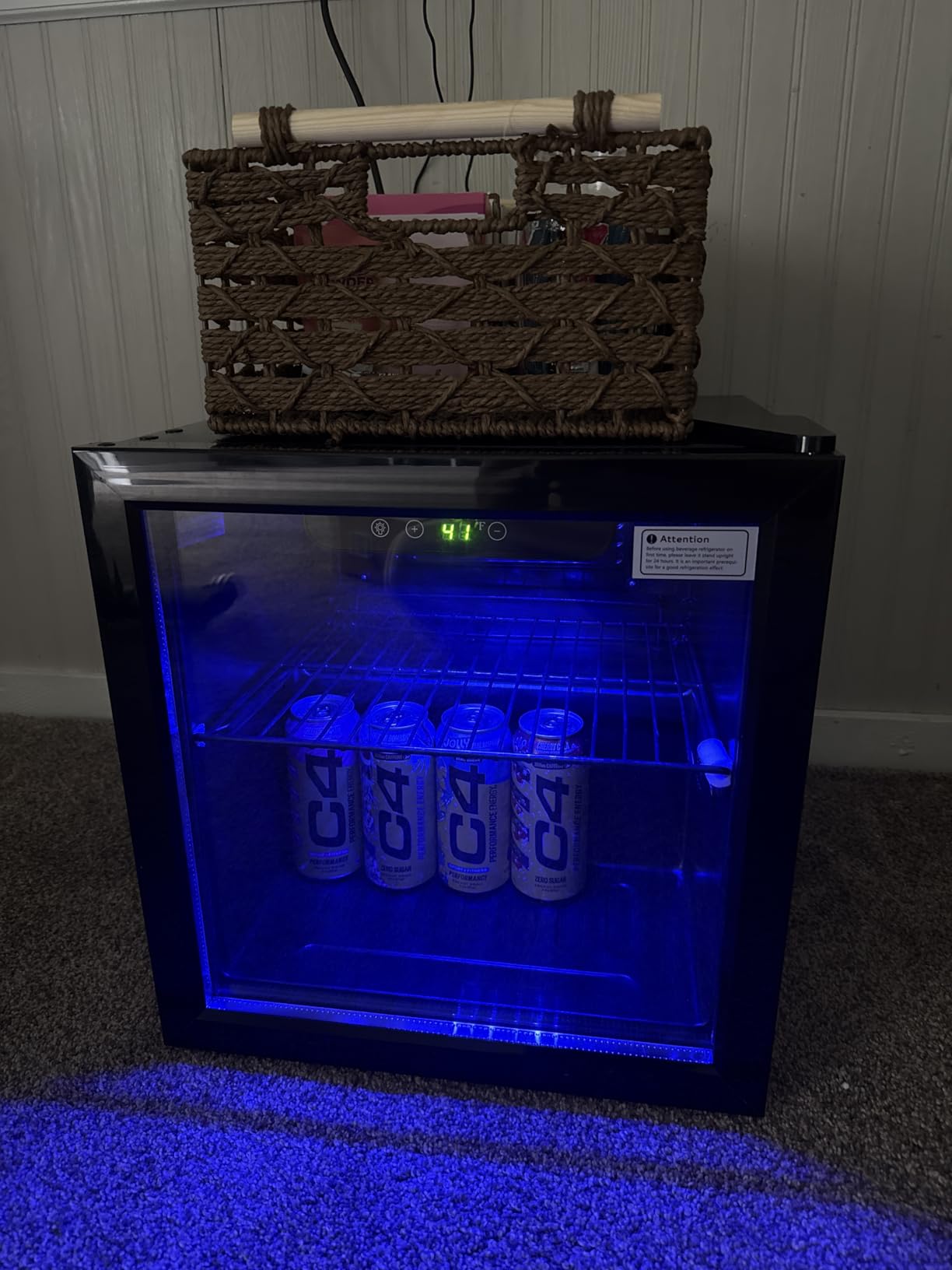 Feelfunn 50 Can Beverage Refrigerator Cooler - 1.3 Cu.Ft Mini Fridge with Glass Door, Soda Beer Drink Wine Fridge, Countertop Small Refrigerator for Bedroom Office Home Dorm Bar, Black customer photo 2