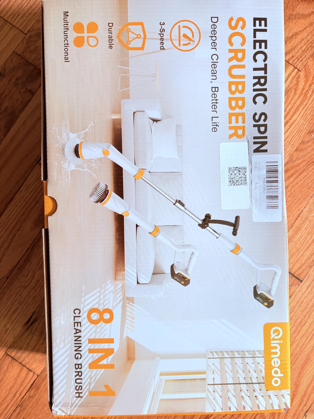 Qimedo Electric Spin Scrubber with Two Batteries Q2 Pro, 1500 RPM High Power Electric Scrubber for Cleaning, Shower Cordless Cleaning Brush with Display for Tub/Tile/Floor (Effortless Handle/8 Brushes) customer photo 1
