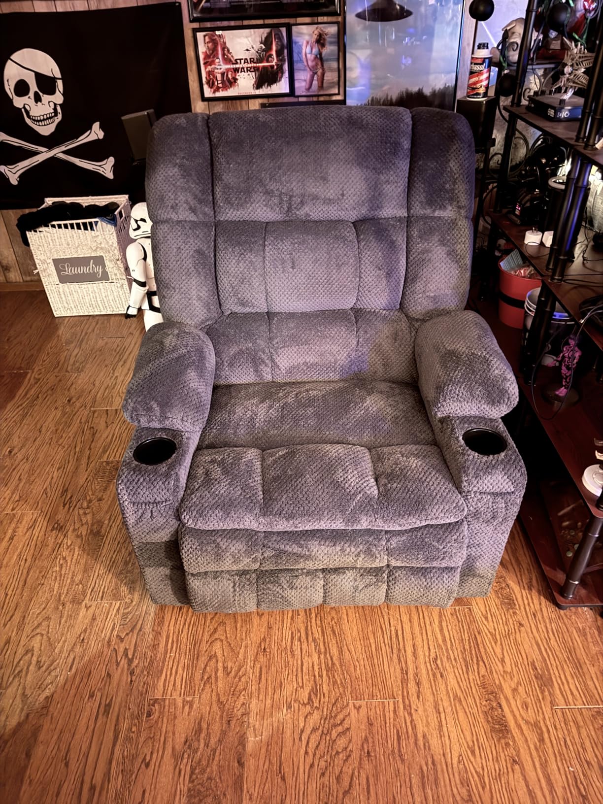 MCombo Oversized Power Lift Recliner Chair for Elderly, Dual Motor Lift Chair with Heat and Massage, Lay Flat Lift Chair for Big and Tall, Cup Holders, Fabric R7891 (Large-Wide, Dark Gray) customer photo 2