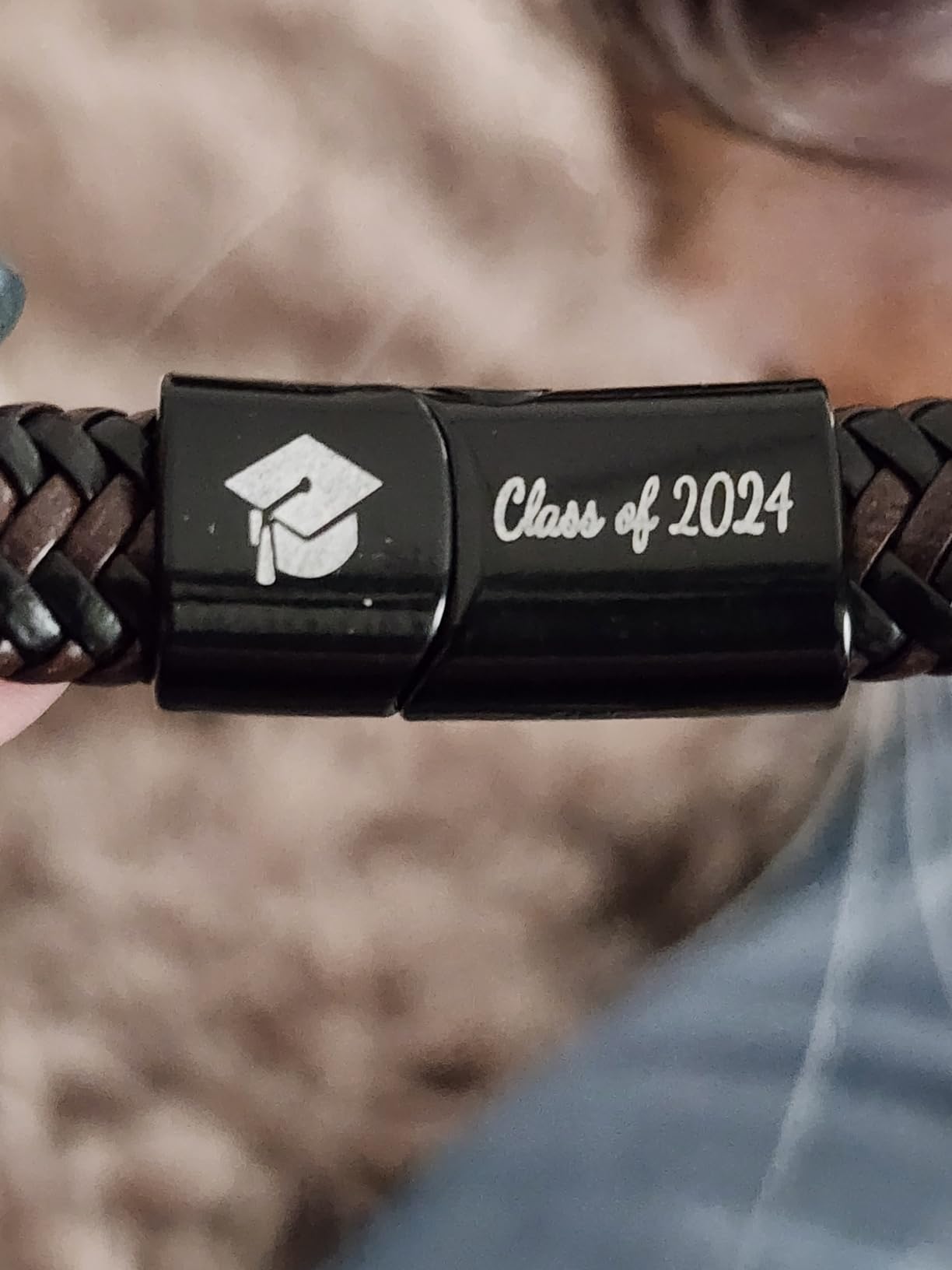 2026 Graduation Gifts for Him, Class of 2026 Leather Stainless Steel Knot Bracelets for Men, 5th 8th Middle High School College Masters Degree Graduation Gifts for Men customer photo 2