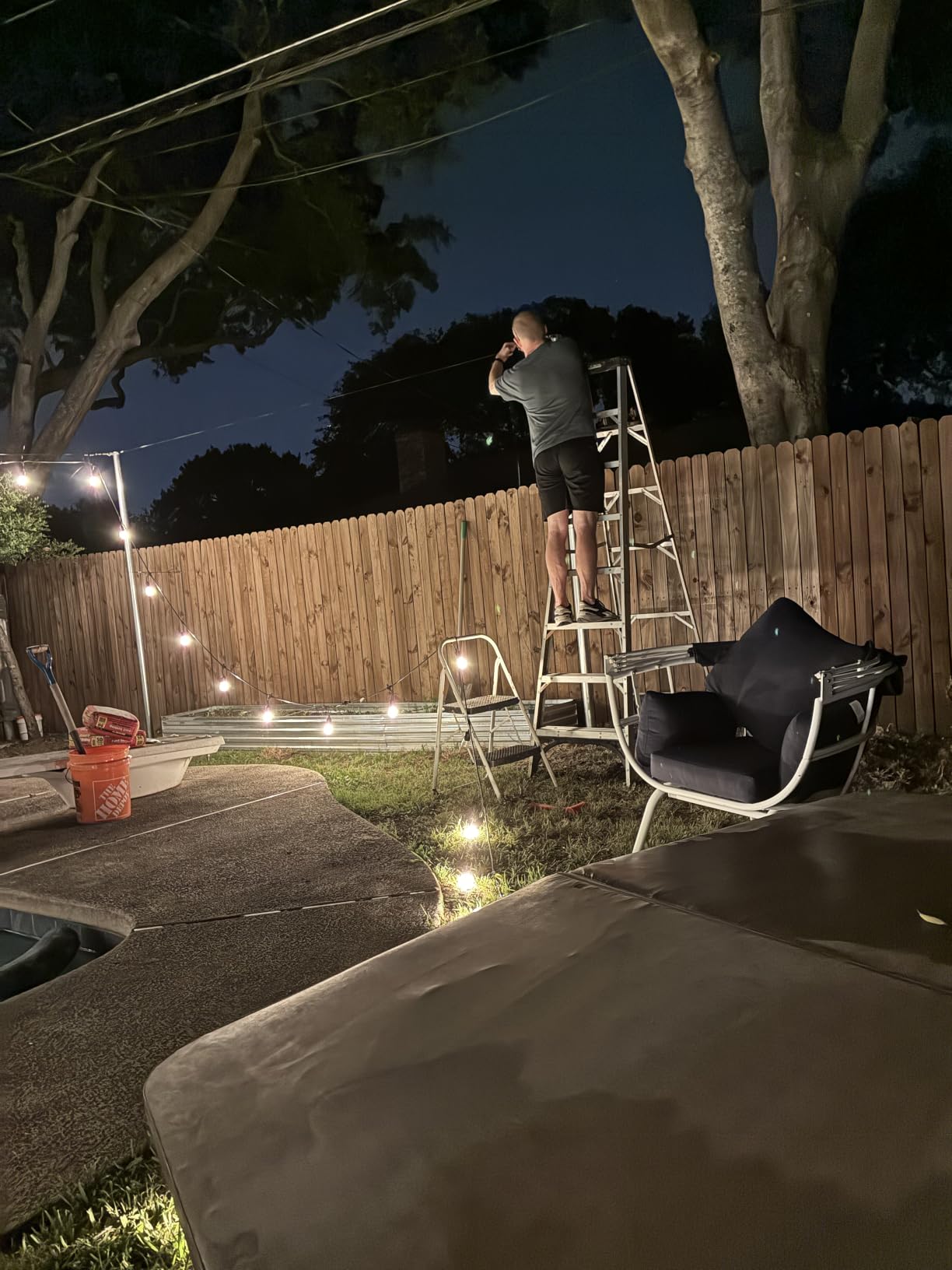 cyrico String Light Hanging Kit, Outdoor Light Guide Wire, Globe String Lights Suspension Kit with 200 Ft Nylon Coated Stainless Steel 304 Wire Rope Cable, Turnbuckle, Enough Accessories, Use Manual customer photo 1
