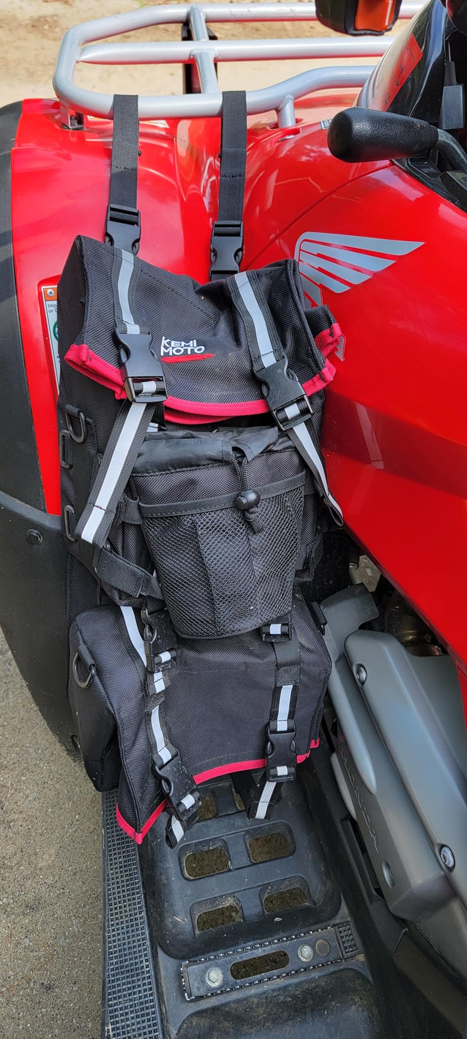 KEMIMOTO ATV Fender Bag, 130% Larger Water-resistance Rear Storage Bags With Drink Holder, Detachable ATV Gear Bag Compatible with Polaris Sportsman Scrambler FourTrax Can Am Grizzly Cfmoto Kawasaki customer photo 1