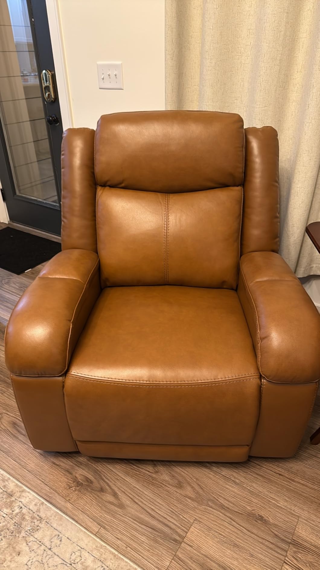 Watson & Whitely Genuine Leather Power Recliner Chairs for Adults, Wall Hugger RV Recliner with Power Headrest & Charging Ports, Electric Recliner Sofa Chair for Living Room, Navy customer photo 1