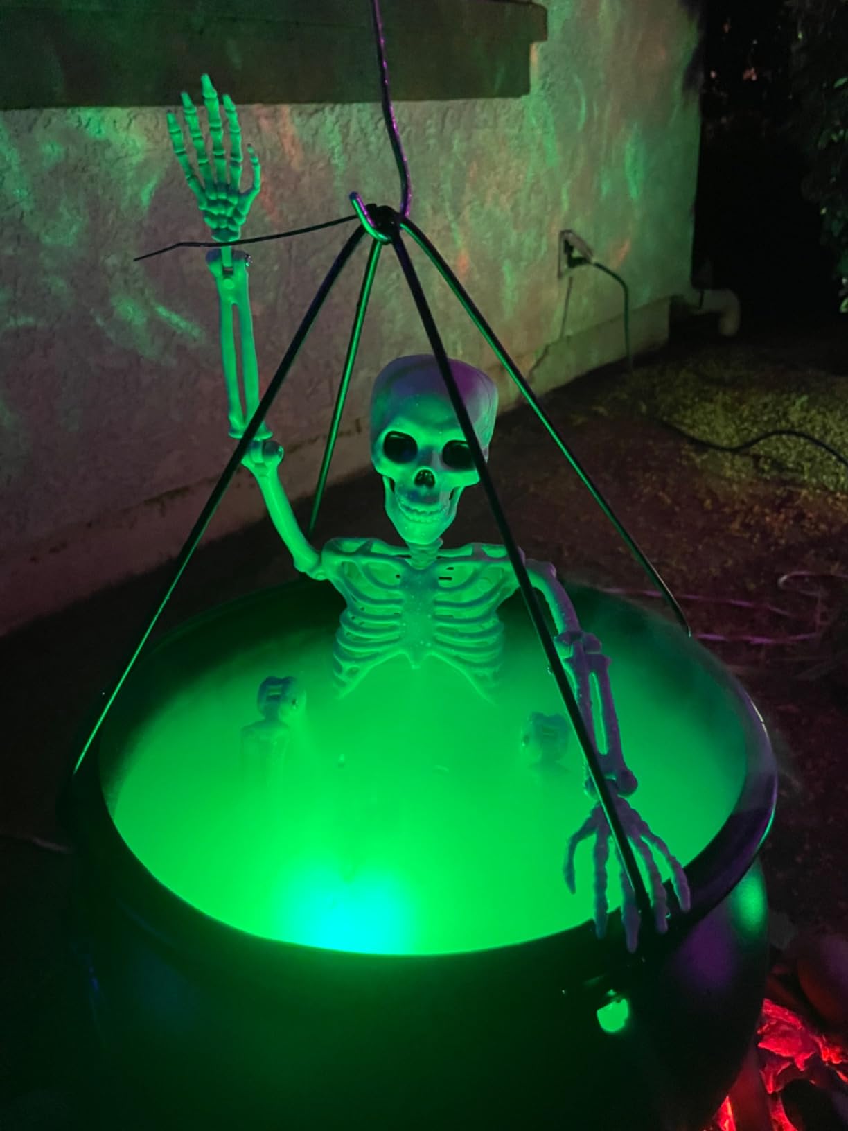 MEADIN Halloween Decorations Outdoor - Large Witches Cauldron on Tripod with Cauldron Diffuser and Big Skeleton - Black Plastic Cauldron Halloween Decor for Outside Yard Lawn Home Porch Door customer photo 1