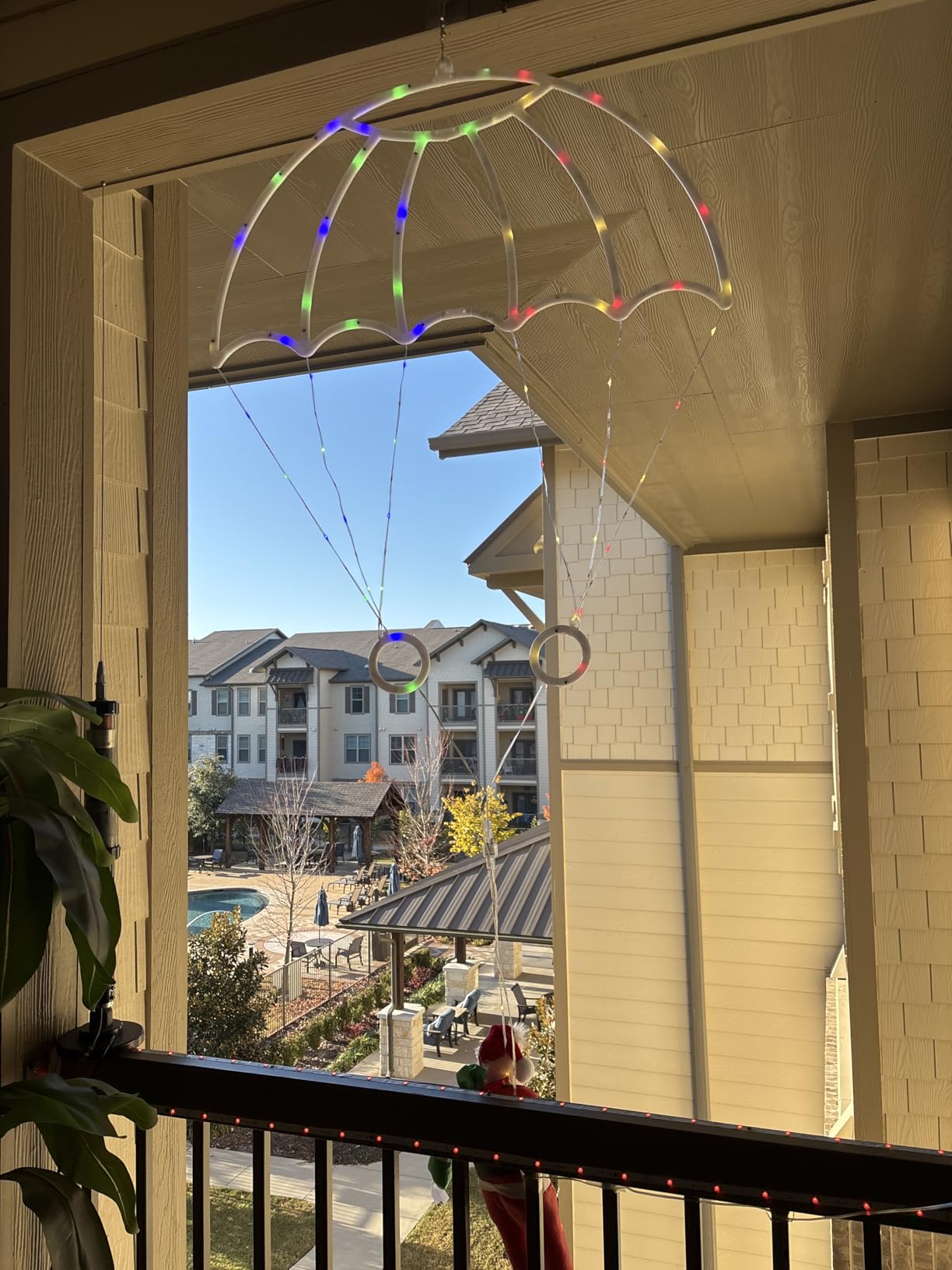 Toodour Christmas Decorations Lights Outdoor, 2.8FT Christmas Parachute Lights with Santa Claus, Waterproof 8 Modes Hanging Multicolor Xmas Light - Holiday Decorative Light for Indoor Eave Roof customer photo 1