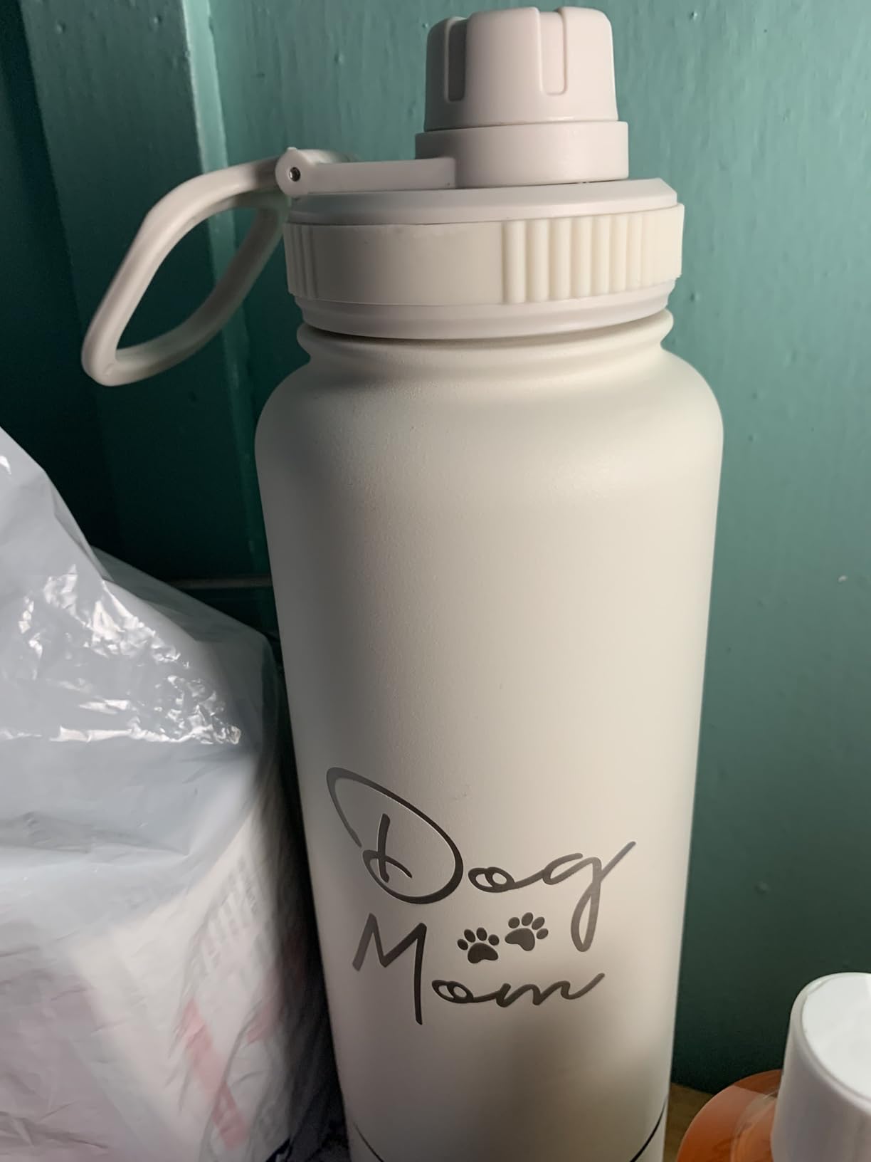 Dog Mom Water Bottle - 32 oz Stainless Steel Double Wall Insulated with 8 oz Detachable Bowl on Bottom - Cool Dog Mom Gifts for Women for Hiking, Walking, Travel and Everyday Adventures customer photo 2