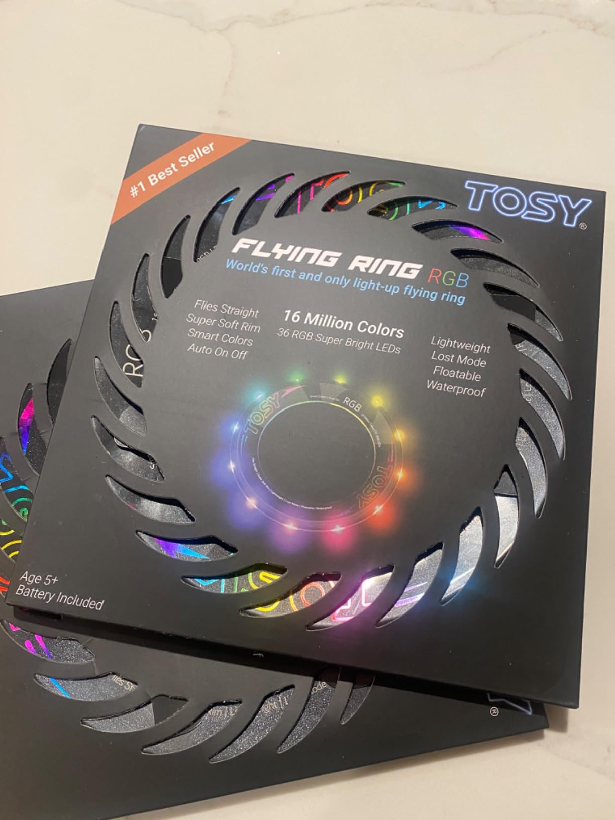 TOSY Flying Ring - 36 RGB Multicolor or 12 Monocolor LEDs, Super Bright, Lost Mode, Auto Light Up, Camping Essentials for Kid/Teen/Boy/Girl, Safe & Soft, Waterproof, Pool/Beach Games, Lightweight Toy customer photo 2