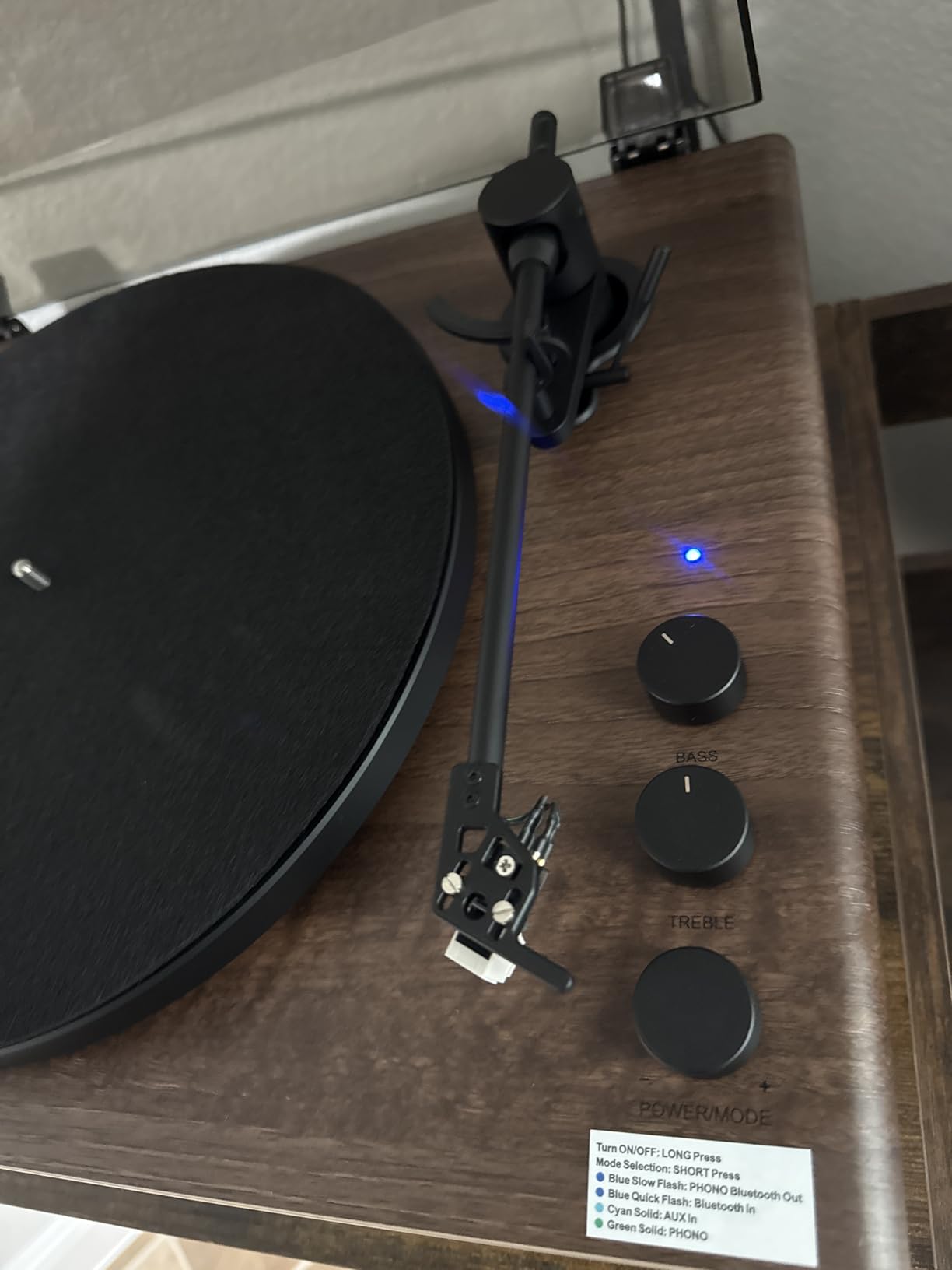 Crosley CR6046A-WAGL Stave 2-Speed Bluetooth Record Player Turntable with Built-in Speakers, Walnut customer photo 1