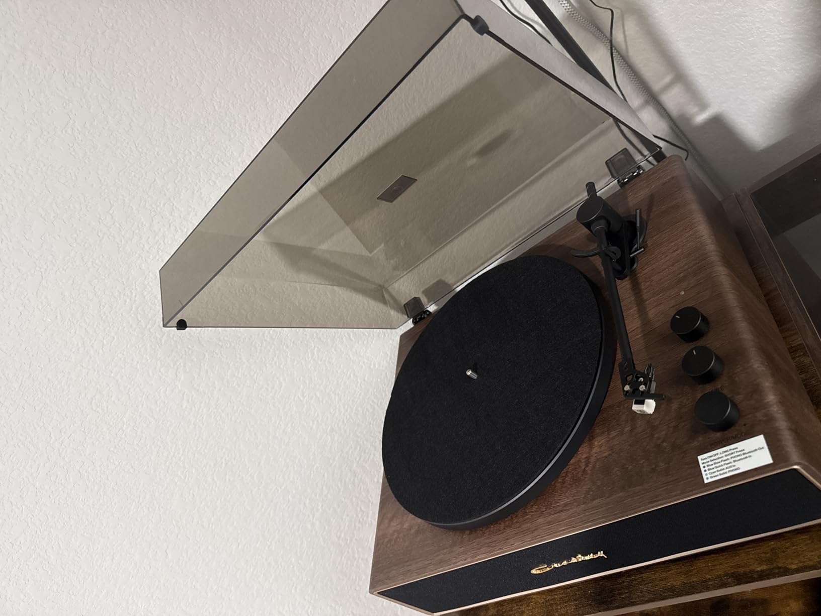 Crosley CR6046A-WAGL Stave 2-Speed Bluetooth Record Player Turntable with Built-in Speakers, Walnut customer photo 2