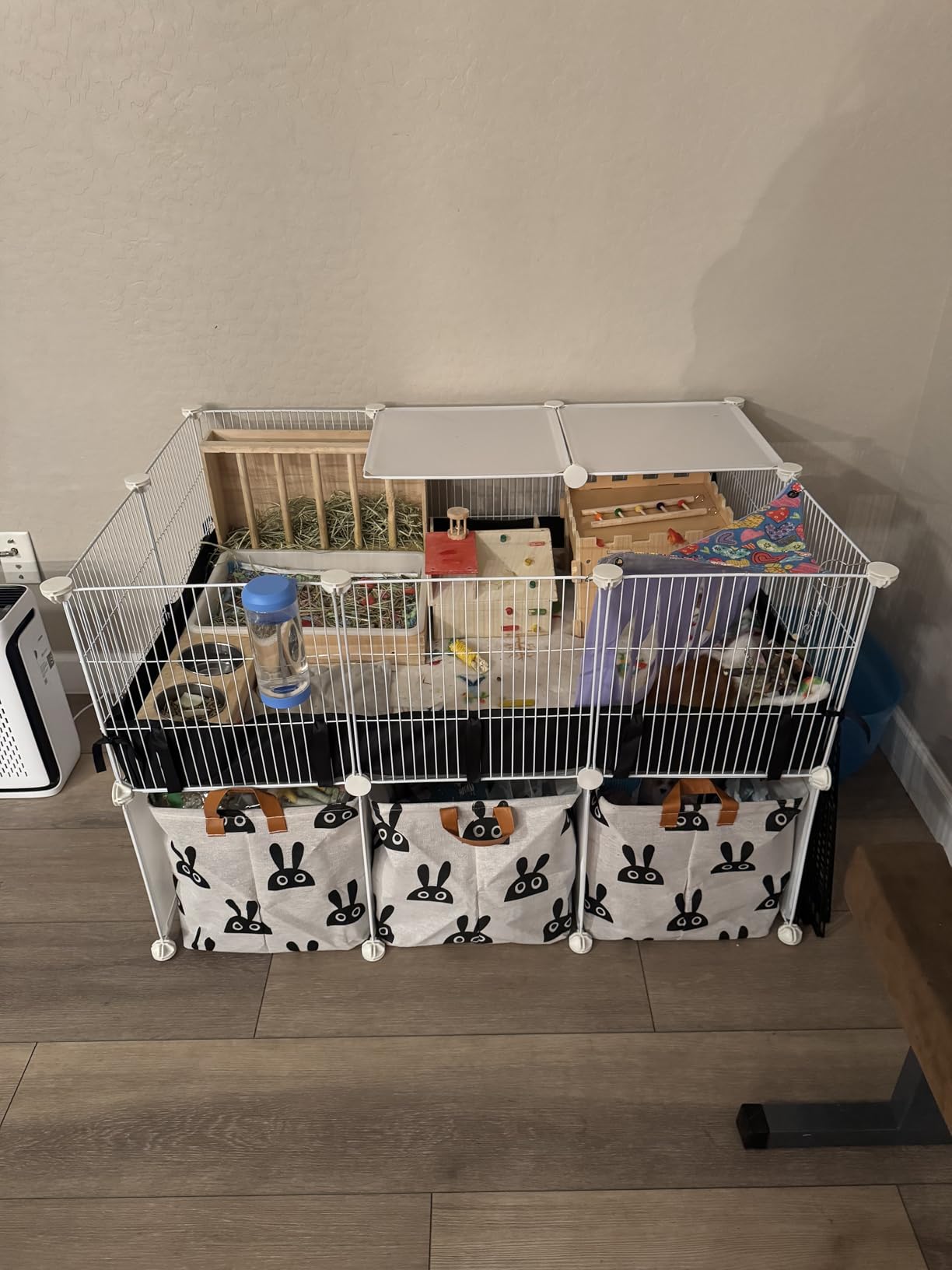 MEEXPAWS Guinea Pig Cages Small Animal Playpen Large with Waterproof PVC Liner & Washable Pee Pad & Storage Space, C&C Cage for Guinea Pigs, Hamsters, Kitten, Indoor Pet Enclosure Wire Yard Playpen customer photo 2