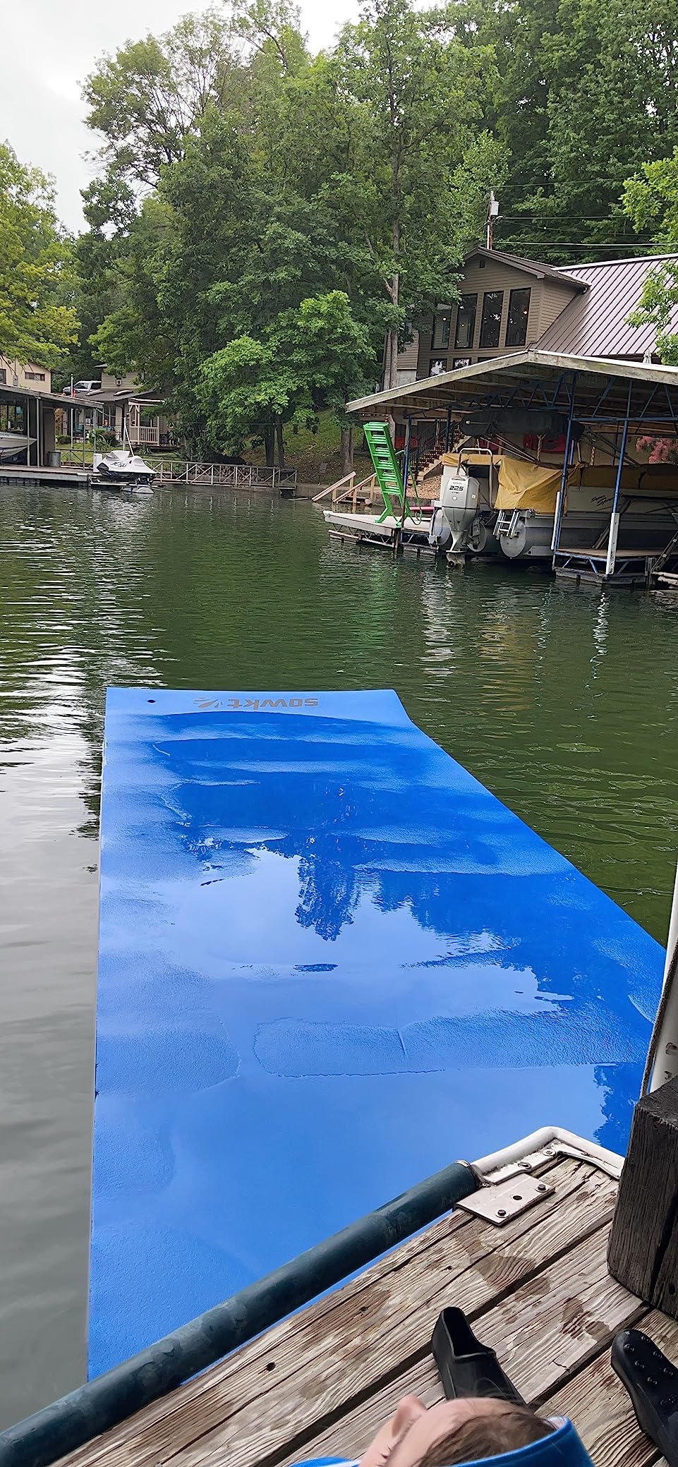 SOWKT Premium Lily Pad Floating Mat for Lakes, Pools & Boats, 18 x 6 ft or 8 x 4 ft Durable Foam Floating Water Mat, Slip-Resistant Floating Pad with Accessories, Roll-Up Swim Mat, Floating Lake Mat customer photo 1