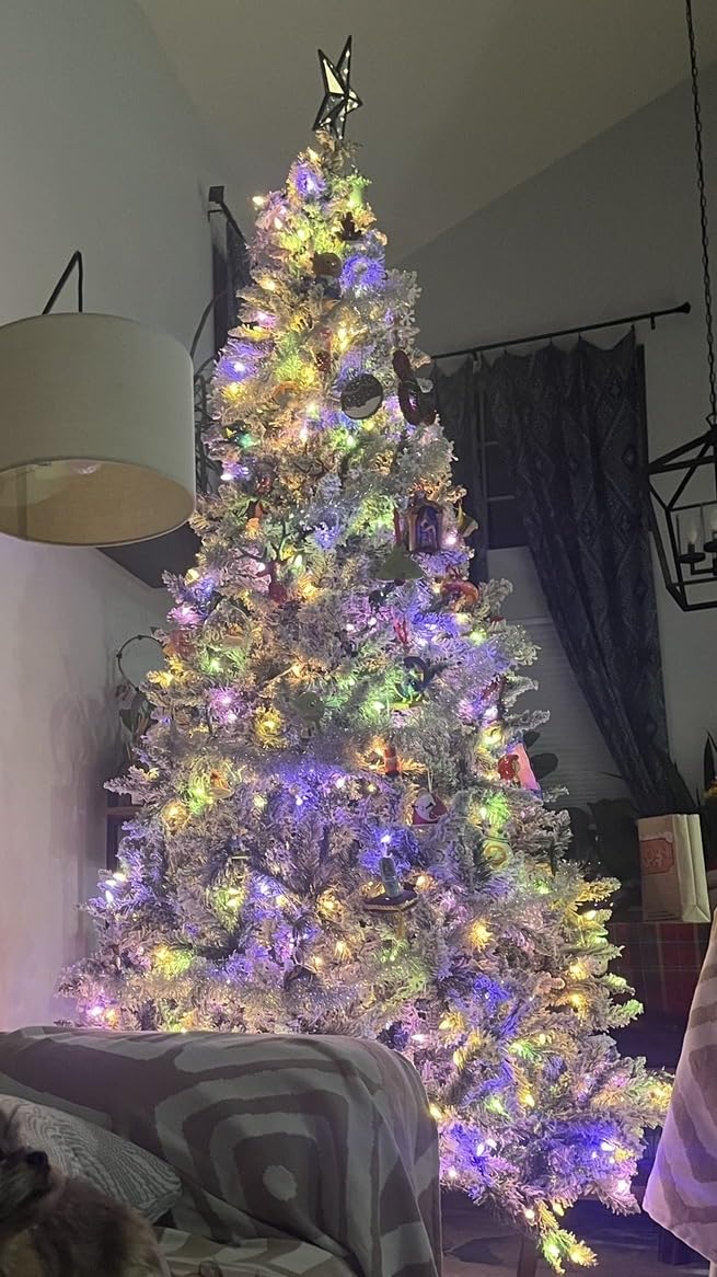 6 FT Pre-lit Christmas Tree Spruce with Remote Control, 300 Warm White Multi-Color Changing LED Lights, Artificial Hinged/Feel Real/Realistic for Home, Holiday Decoration Dual Color LED customer photo 1