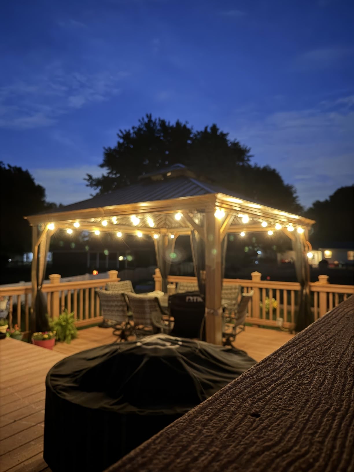 addlon 100FT Outdoor String Lights G40 with Remote, 54 LED Shatterproof Bulbs, Dimmable Patio Globe Lights Waterproof, Hanging Outside Lighting for Backyard, Garden, Deck, Balcony, Porch, Cafe, Decor customer photo 1