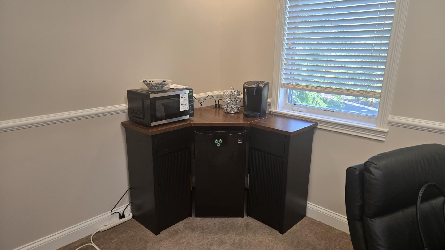 GDLF Corner Bar Cabinet with Fridge Space, Corner Coffee Bar Station with Storage, L Shaped Liquor Wine Cabinet for Home customer photo 1