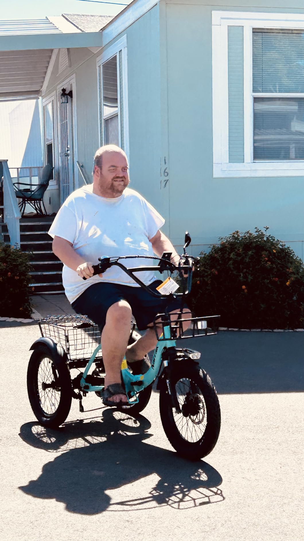 NARRAK Electric Tricycle for Adults, Fat Tire Folding Electric Trike, 3 Wheels Electric Bicycle Bikes, Peak 1100W Step-Thru Etrike with Removable Battery and Large Basket customer photo 2