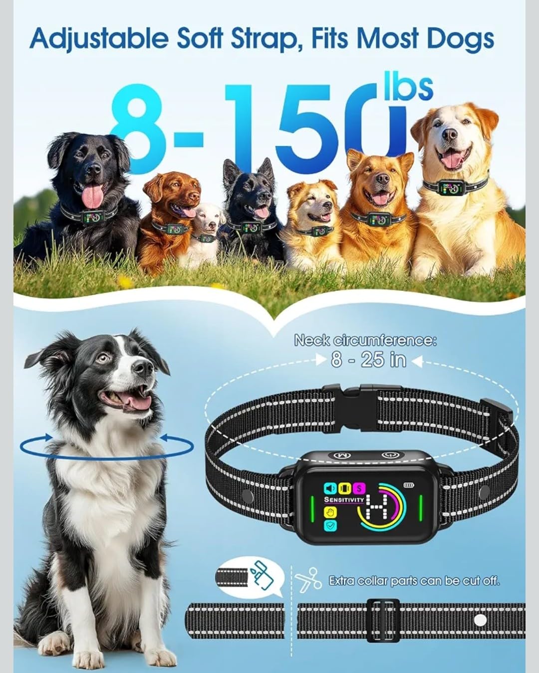 DINJOO Bark Collar for Large Medium Small Dogs - Smart AI 1S Stop Barking, Anti Barking Device & Dog Training Collar with Beep, Vibration & 8-Level Sensitivity, IP67 Waterproof - Pastel Pink customer photo 2