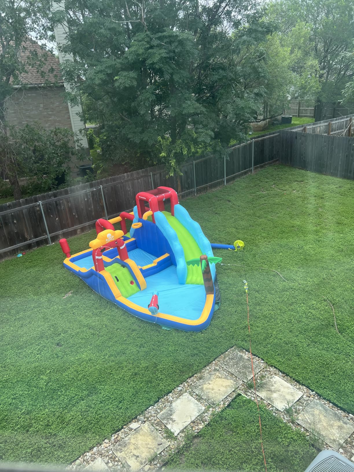 ELEMARA Inflatable Water Slide Bounce House, 10 in 1 Inflatable Water Park with Blower, 2 Slides & 2 Climbing Walls & 2 Water Guns, Deep Pool Giant Splash Pool, Water Slides for Kids Backyard for 6 customer photo 1