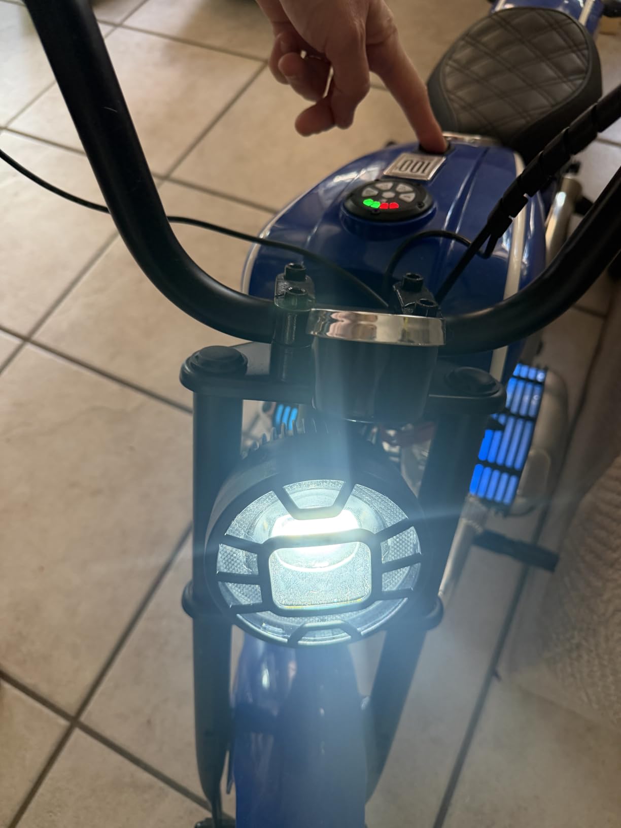 ANPABO 24V Electric Motorcycle for Kids 5-8, Peak 300W Licensed BMW Electric Bike for Kids W/Brushless Motor, Max 143lbs, Up to 12 Miles & 13MPH, Realistic Horn, RGB Lights, Training Wheels (Black) customer photo 2