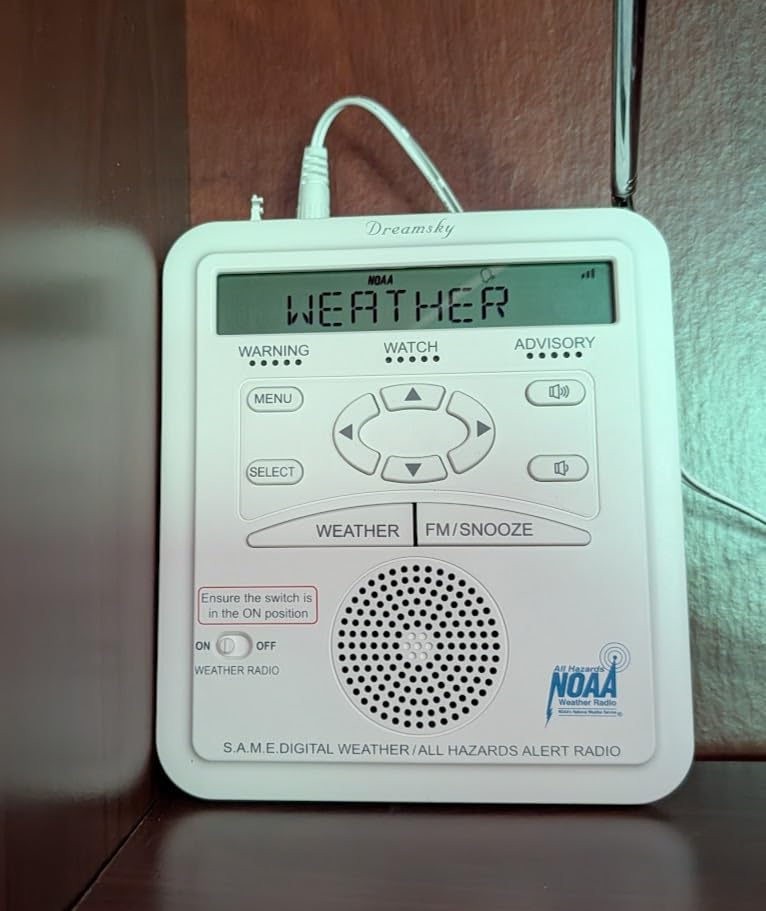 DreamSky Weather Radio NOAA Emergency Alert with FM Radio - S.A.M.E. Localized County Code Programming, 80+ Emergency Alerts, 3 Alert Tones, Plug in Radios for Home with Battery Backup, Alarm Clock customer photo 1
