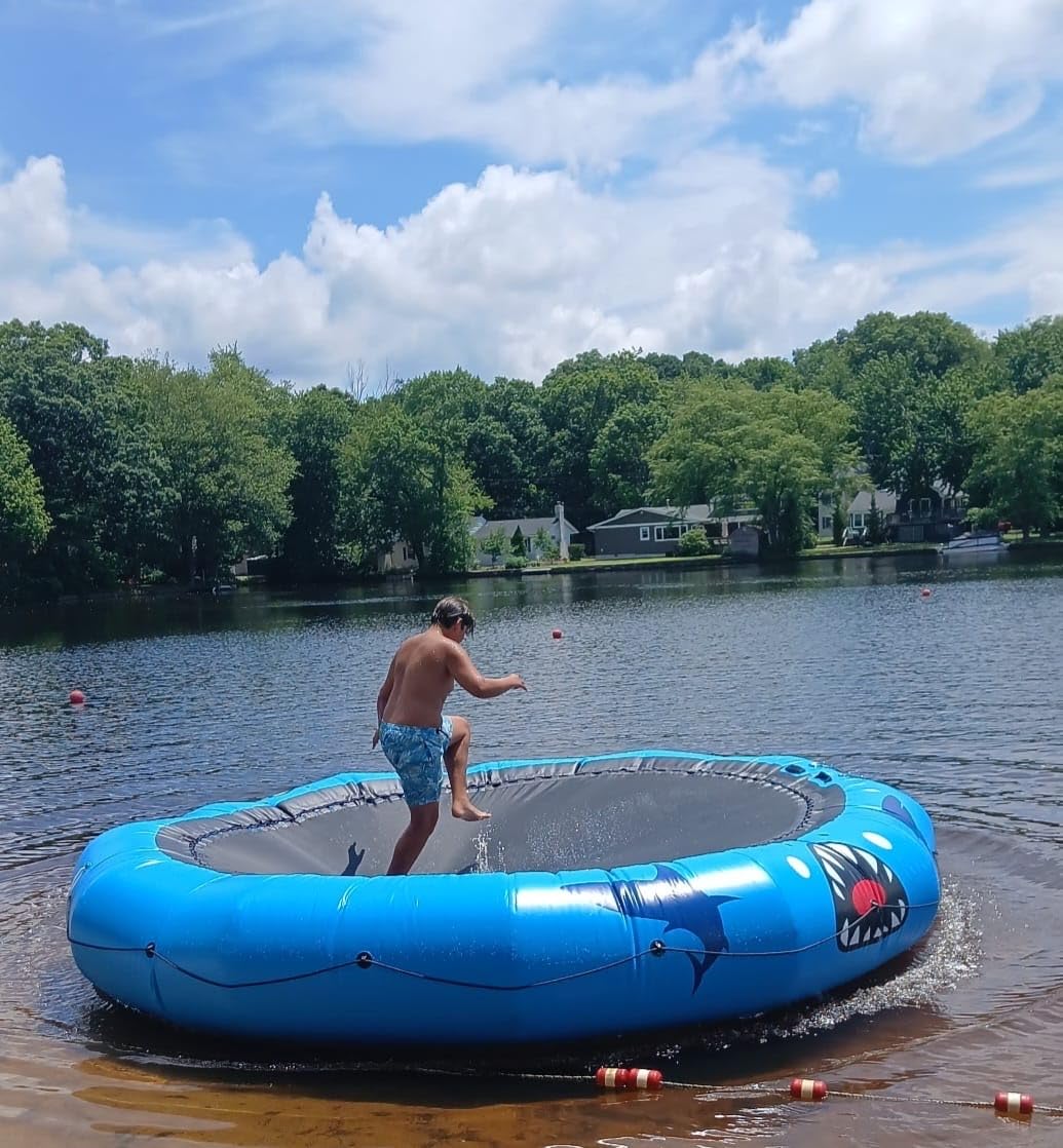 Zupapa Inflatable Water Trampoline 10 12 14FT with Pump Steel Anchors & Ladder for Lake Pool Ocean, Heavy Duty Jumping Platform for Family & Adults customer photo 1