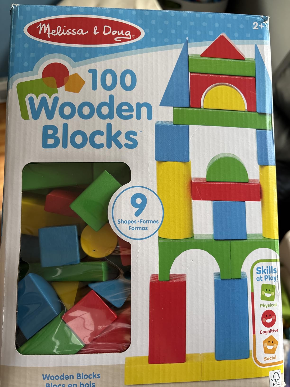 Melissa & Doug Wooden Building Blocks, 100-Piece Set of Sorting & Stacking Toys in 4 Colors and 9 Shapes, Classic Toddler Toys for Girls & Boys Ages 2+ - FSC Certified customer photo 1
