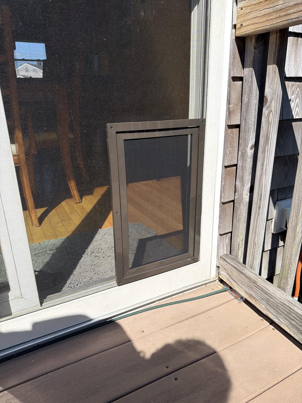 PetSafe Screen Door for Dogs & Cats, Up to 30 lb, Brown, Small | For Screen Doors or Porch Screens, Puncture-Resistant Mesh, Sliding Wind-Lock, Quick DIY Snap-in Install customer photo 1