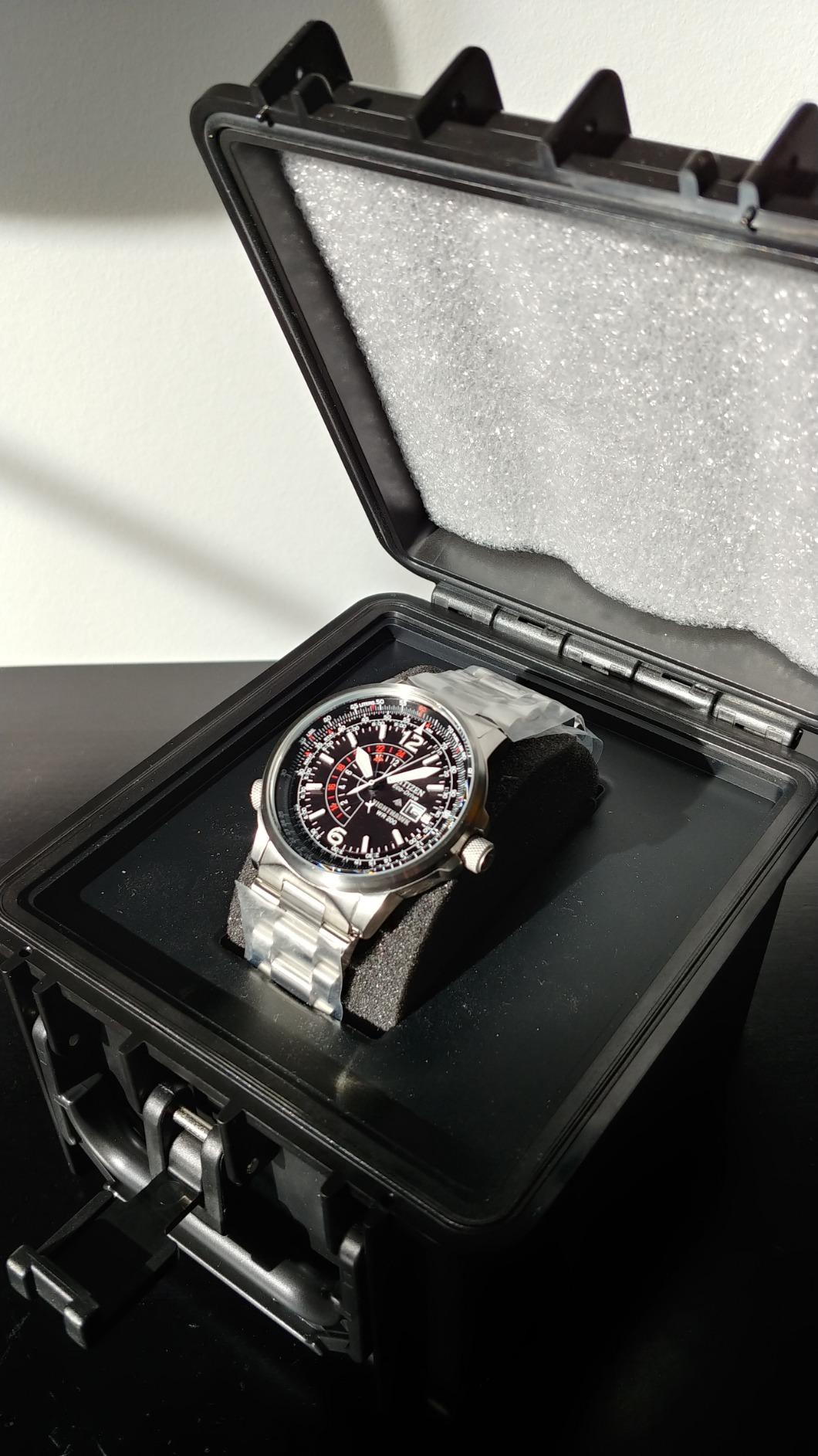 Citizen Men's Eco-Drive Promaster Air Nighthawk Pilot Stainless Steel Watch, Luminous, Black Dial, 42mm (Model: BJ7000-52E) customer photo 2