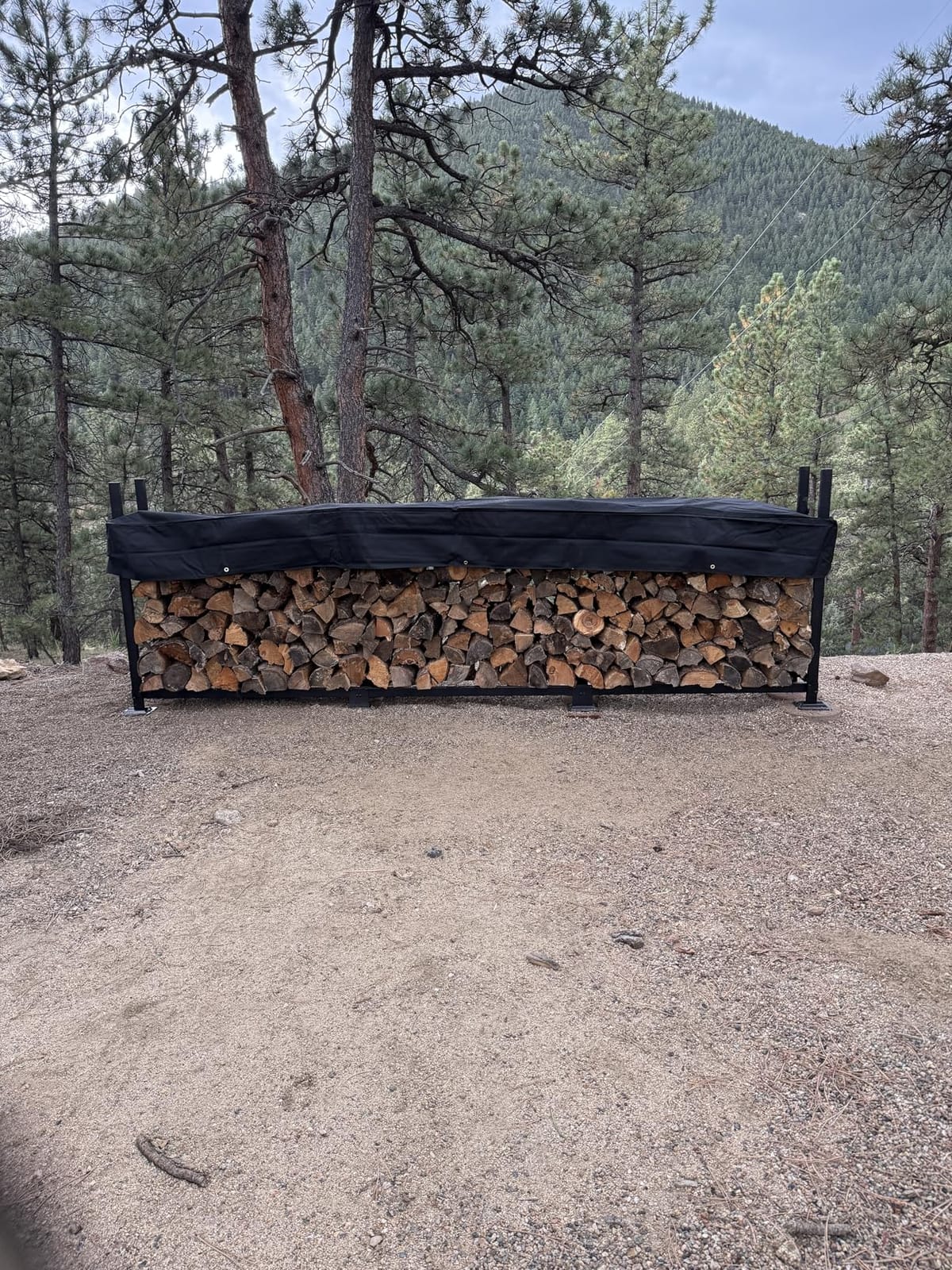 Woodhaven 8-Foot Firewood Rack - American Brand - 1/2 Cord Raised Lumber Storage Rack - Keeps Wood Dry & Ready - Heavy-Duty Steel, Lifetime Structural Warranty (With Cover) customer photo 2