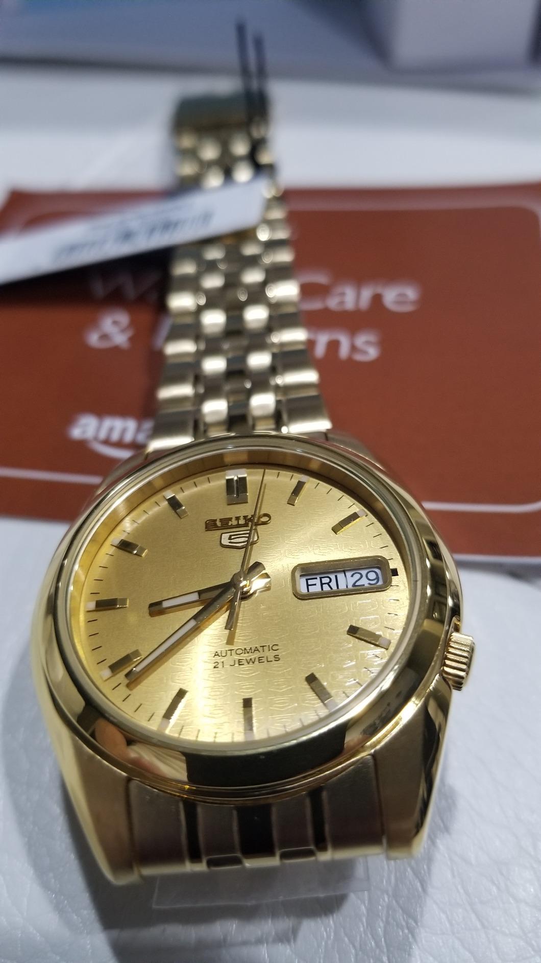 Seiko Men's SNK366K Seiko 5 Automatic Gold Dial Gold-Tone Stainless Steel Watch customer photo 1