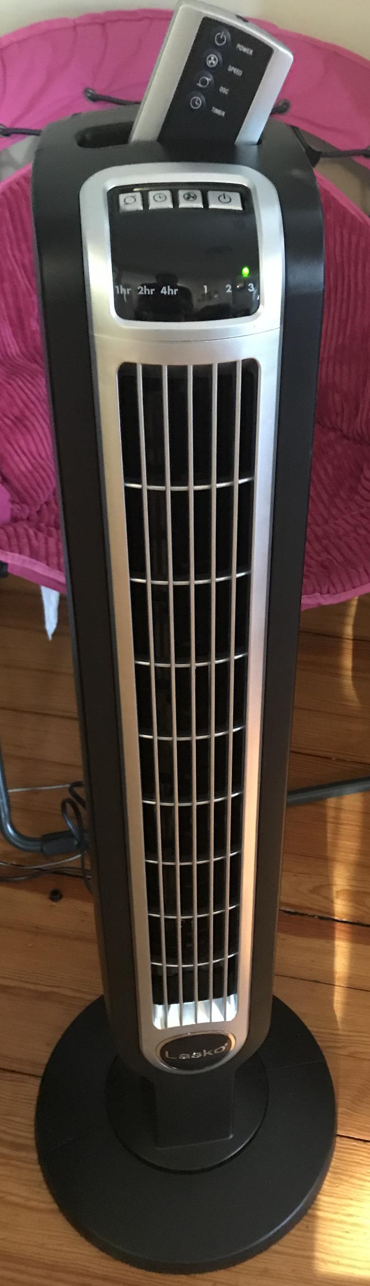 Lasko Oscillating Tower Fan with Remote Control and Timer - Quiet Standing Fan for Bedroom, Office, and Home - 3 Speeds - Powerful Cooling Air - 2511 - 36
