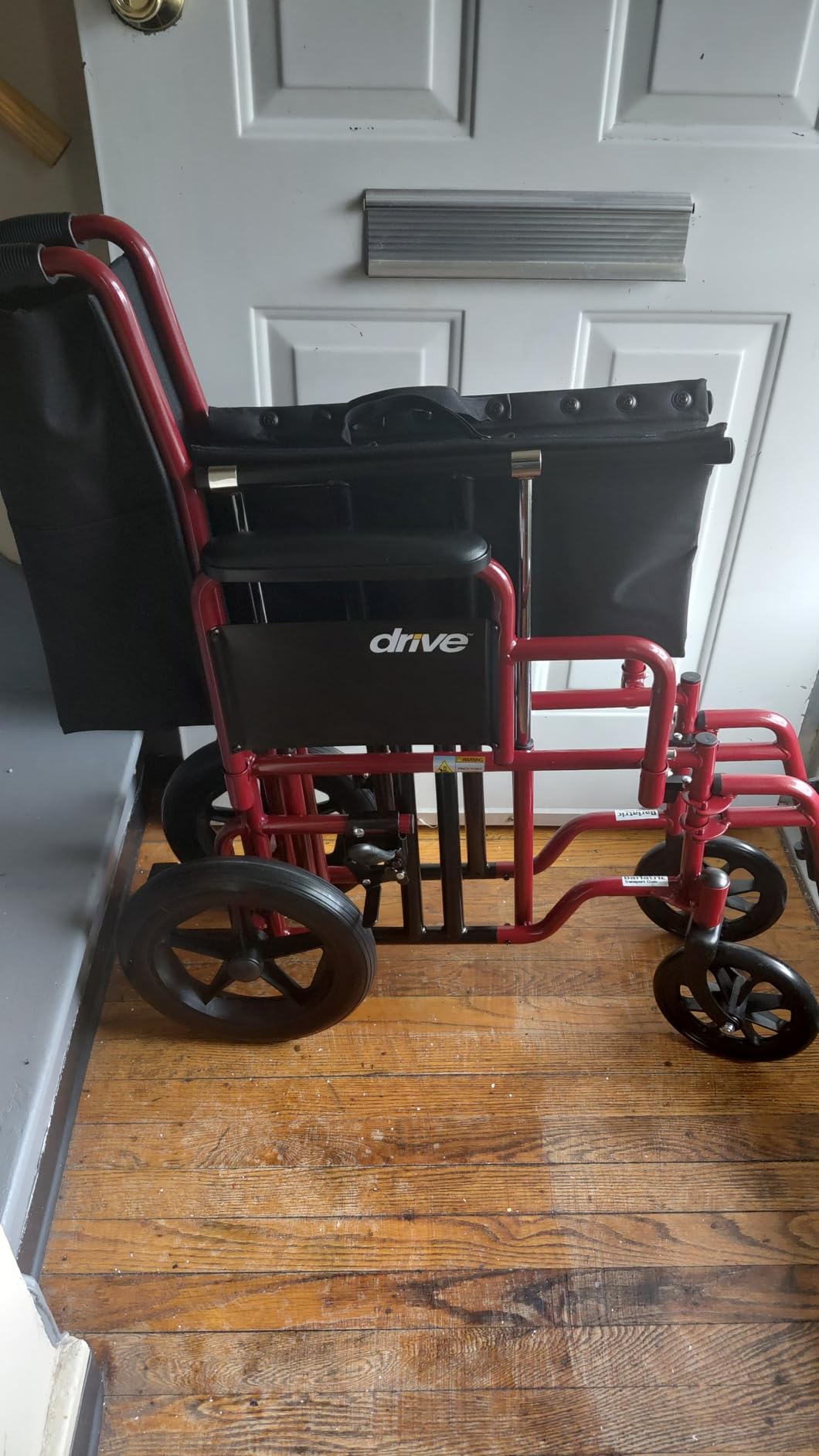 Drive Medical BTR22-R Bariatric Heavy-Duty Transport Wheelchair, Red | Reinforced Steel Construction and Easy-Fold Design customer photo 1